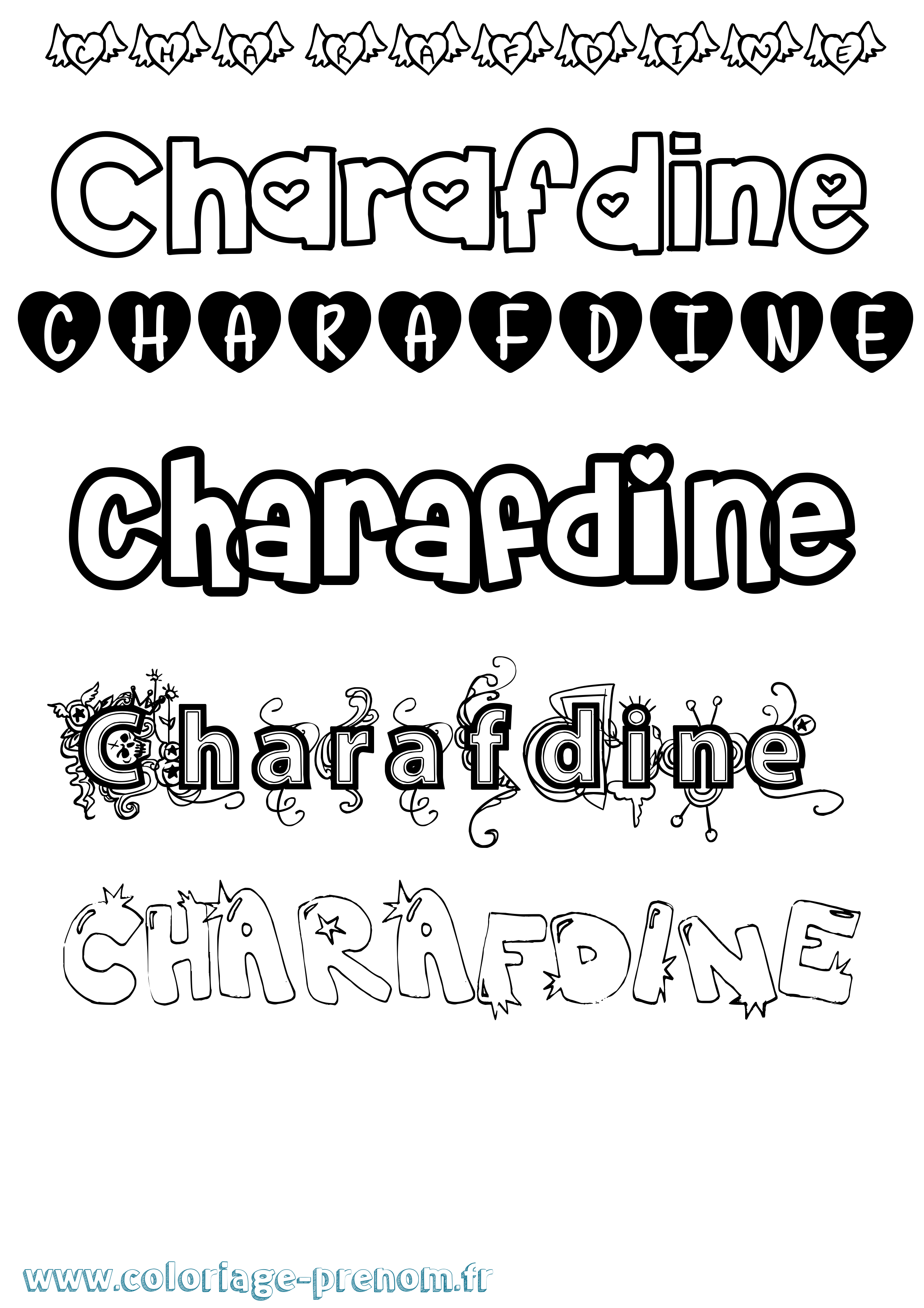 Coloriage Charafdine Girly Coloriage prénom Charafdine Girly