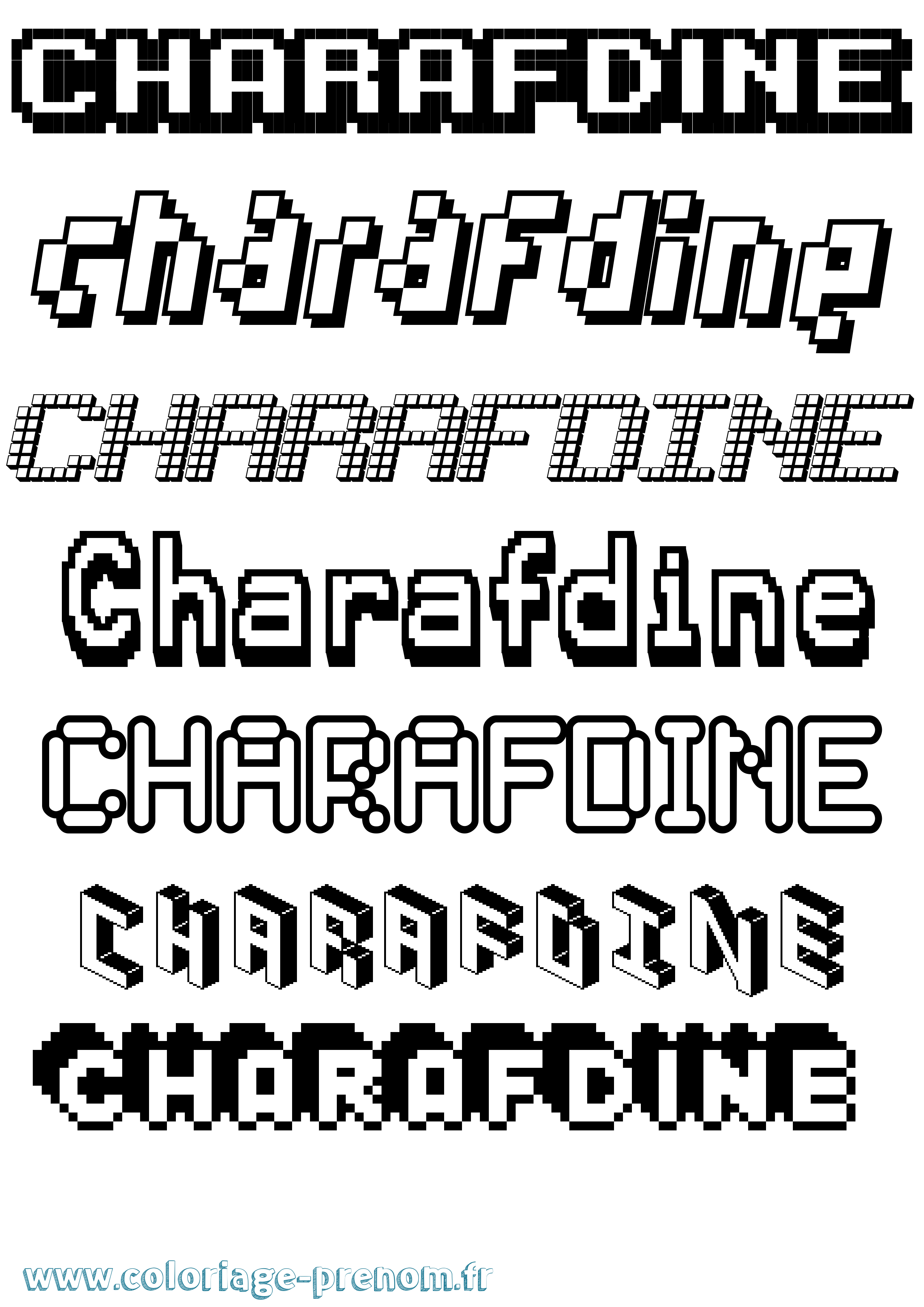 Coloriage Charafdine Pixel Coloriage prénom Charafdine Pixel