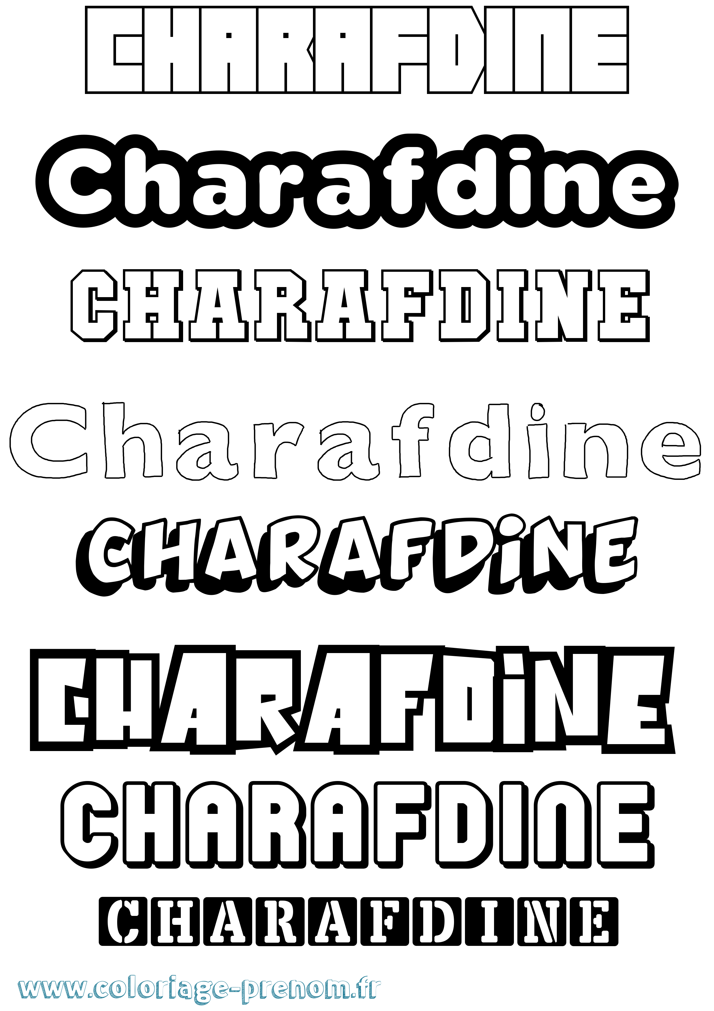 Coloriage Charafdine Simple Coloriage prénom Charafdine Simple
