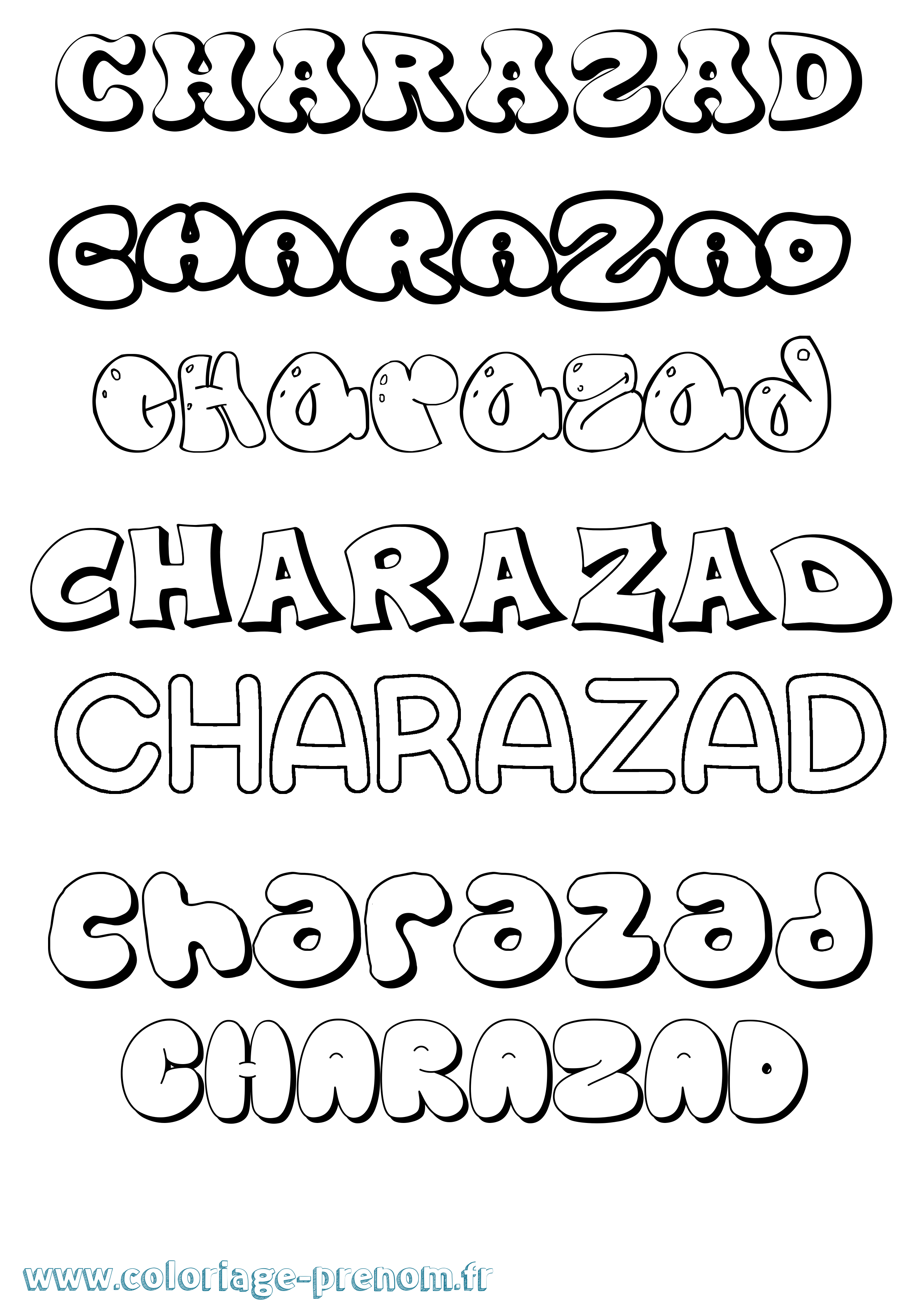 Coloriage Charazad Bubble Coloriage prénom Charazad Bubble