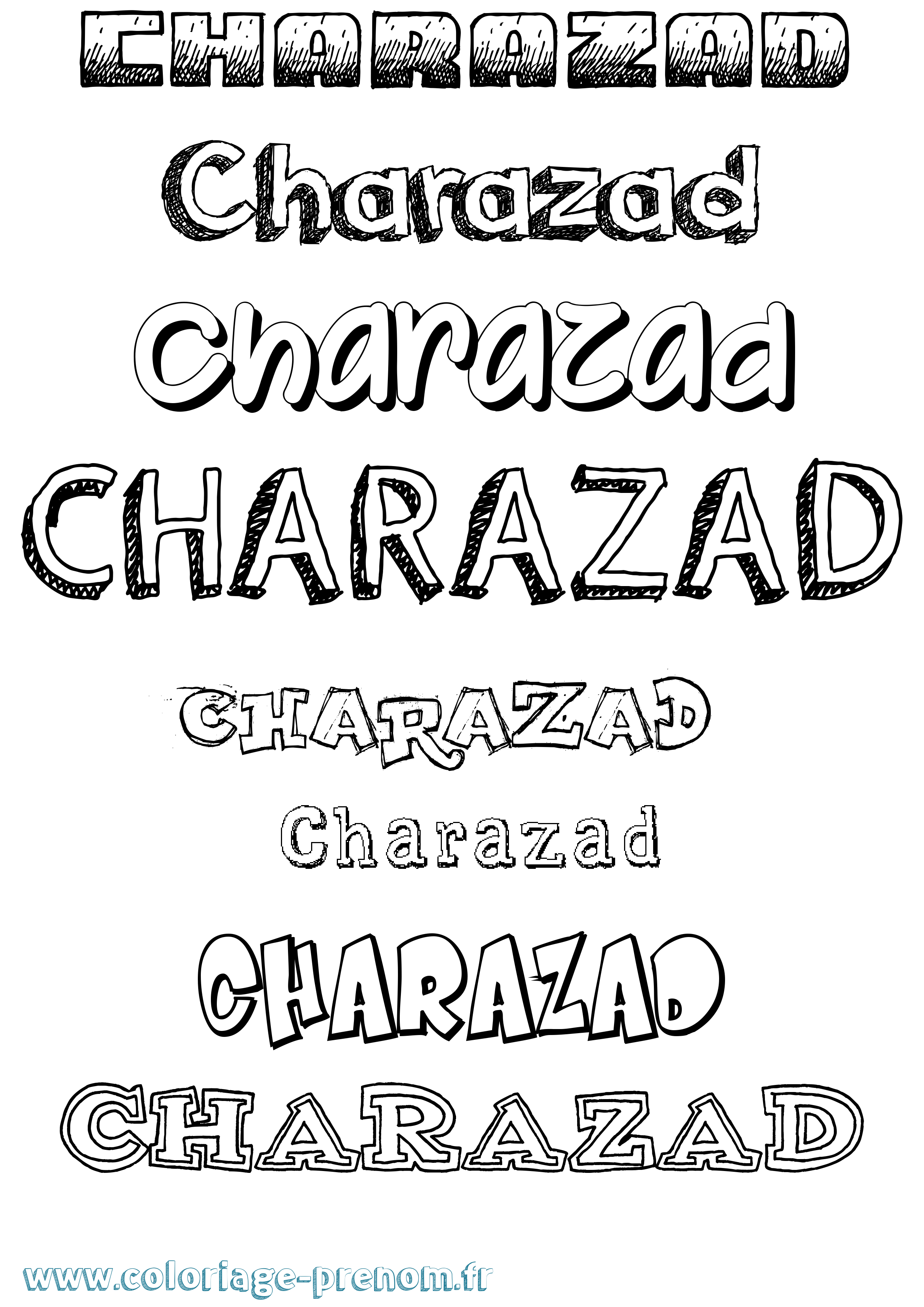 Coloriage Charazad Dessiné Coloriage prénom Charazad Dessiné
