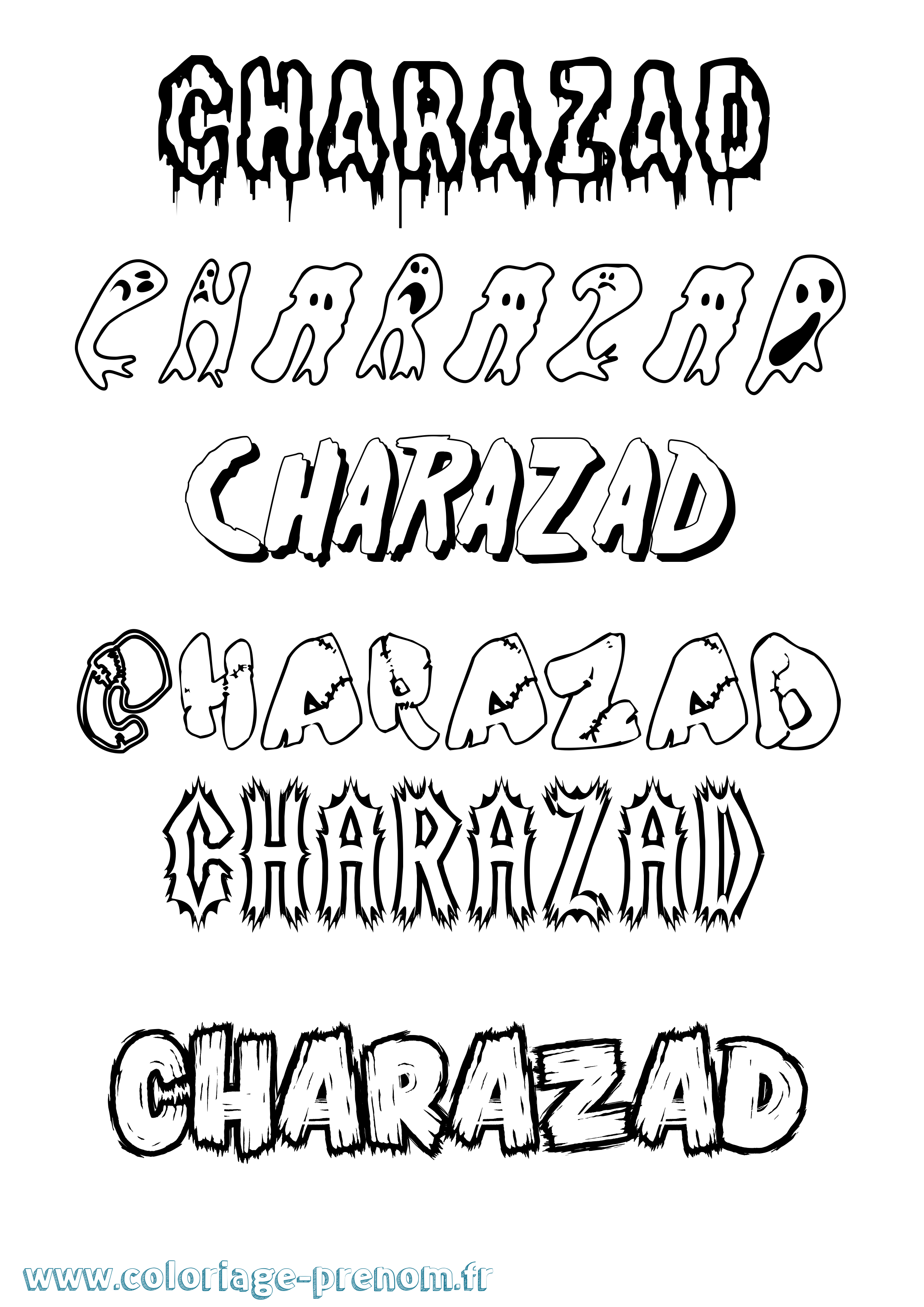 Coloriage Charazad Frisson Coloriage prénom Charazad Frisson