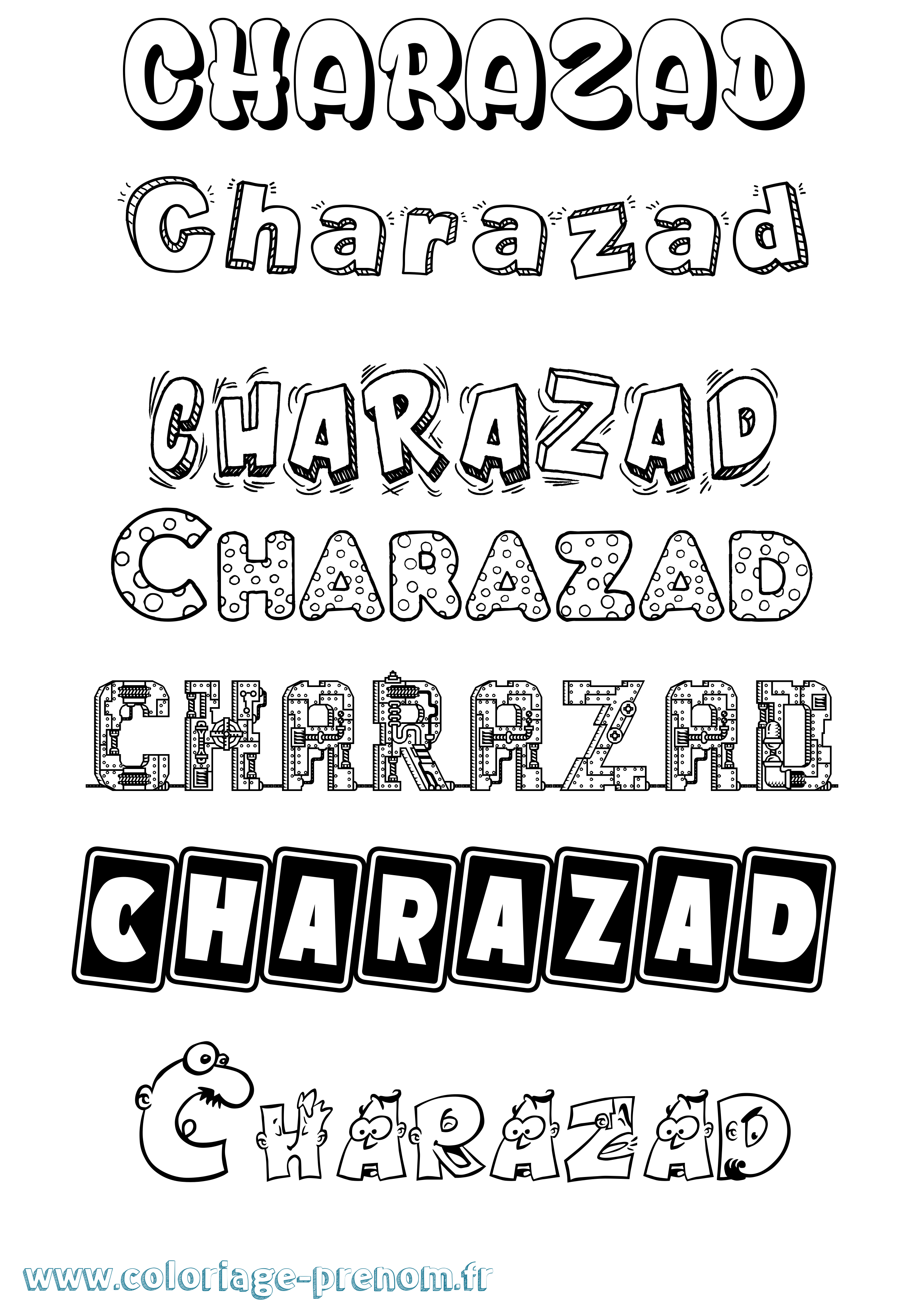 Coloriage Charazad Fun Coloriage prénom Charazad Fun
