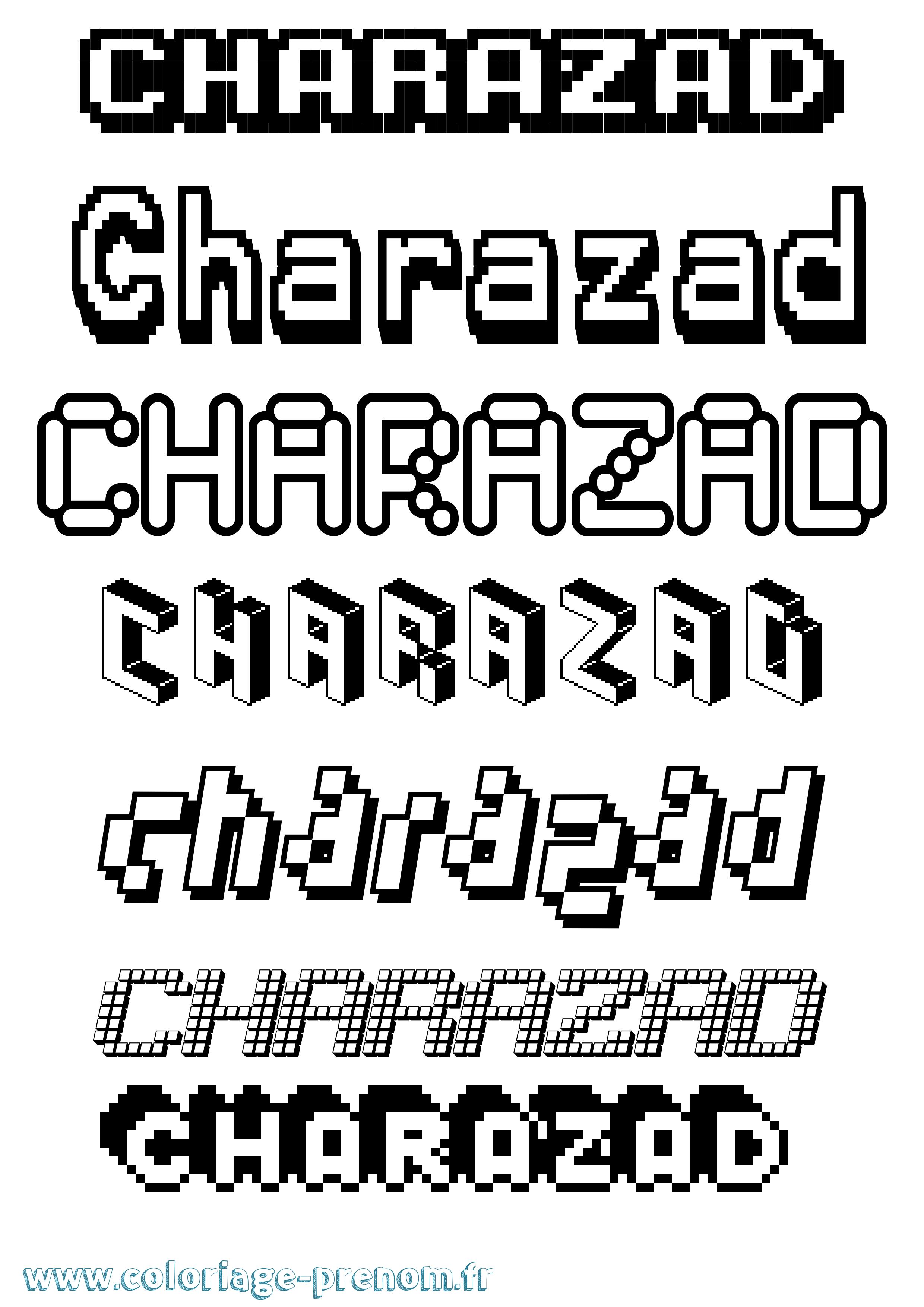 Coloriage Charazad Pixel Coloriage prénom Charazad Pixel