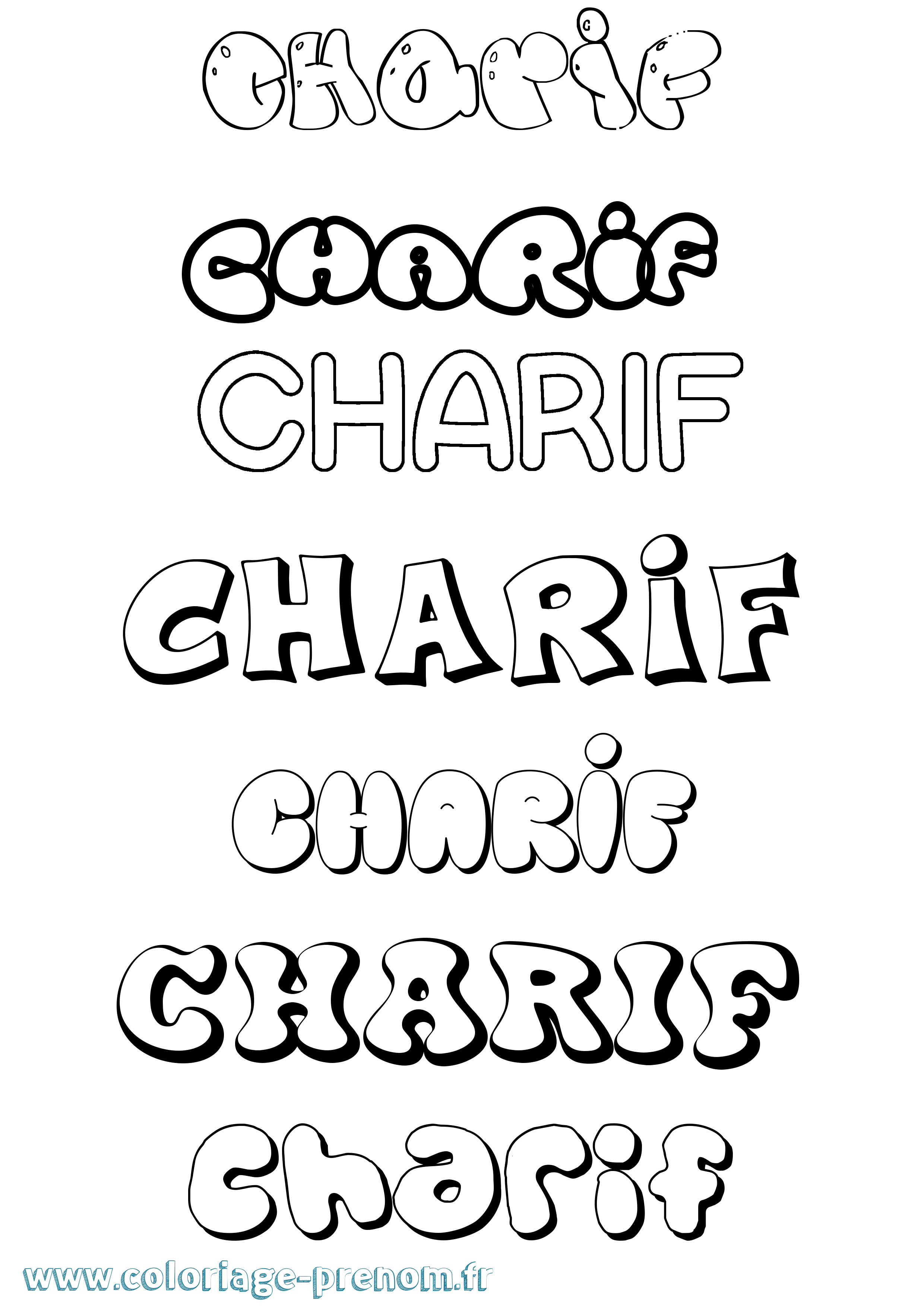 Coloriage Charif Bubble Coloriage prénom Charif Bubble