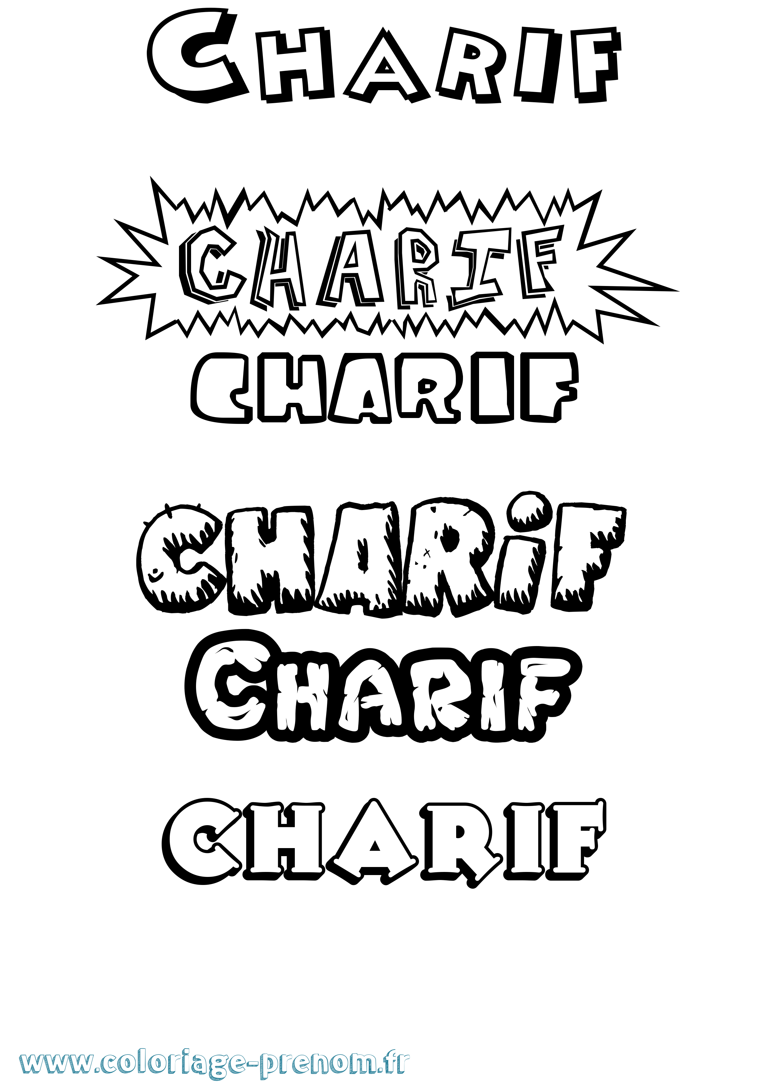 Coloriage Charif Dessin Animé Coloriage prénom Charif Dessin Animé