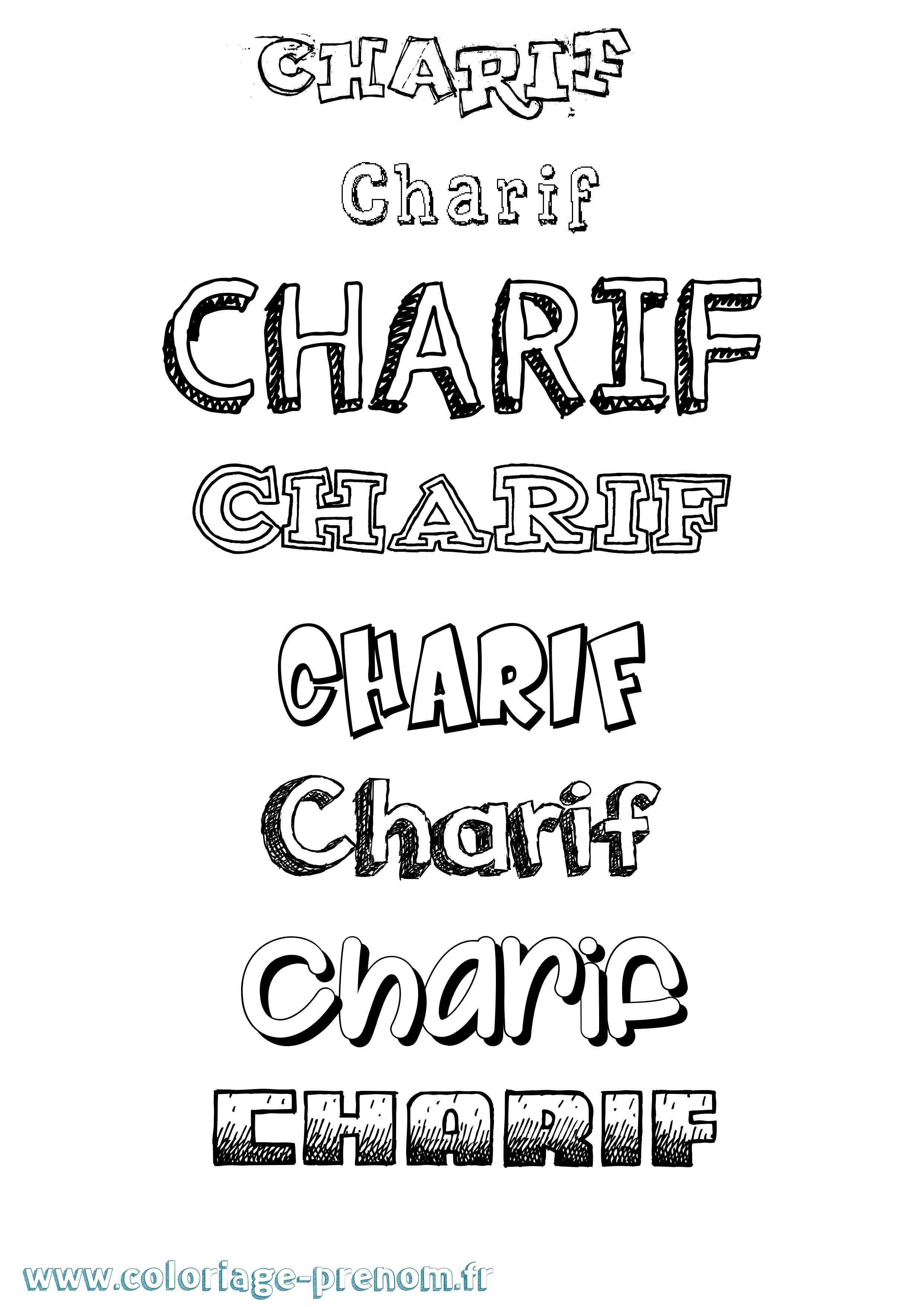 Coloriage Charif Dessiné Coloriage prénom Charif Dessiné