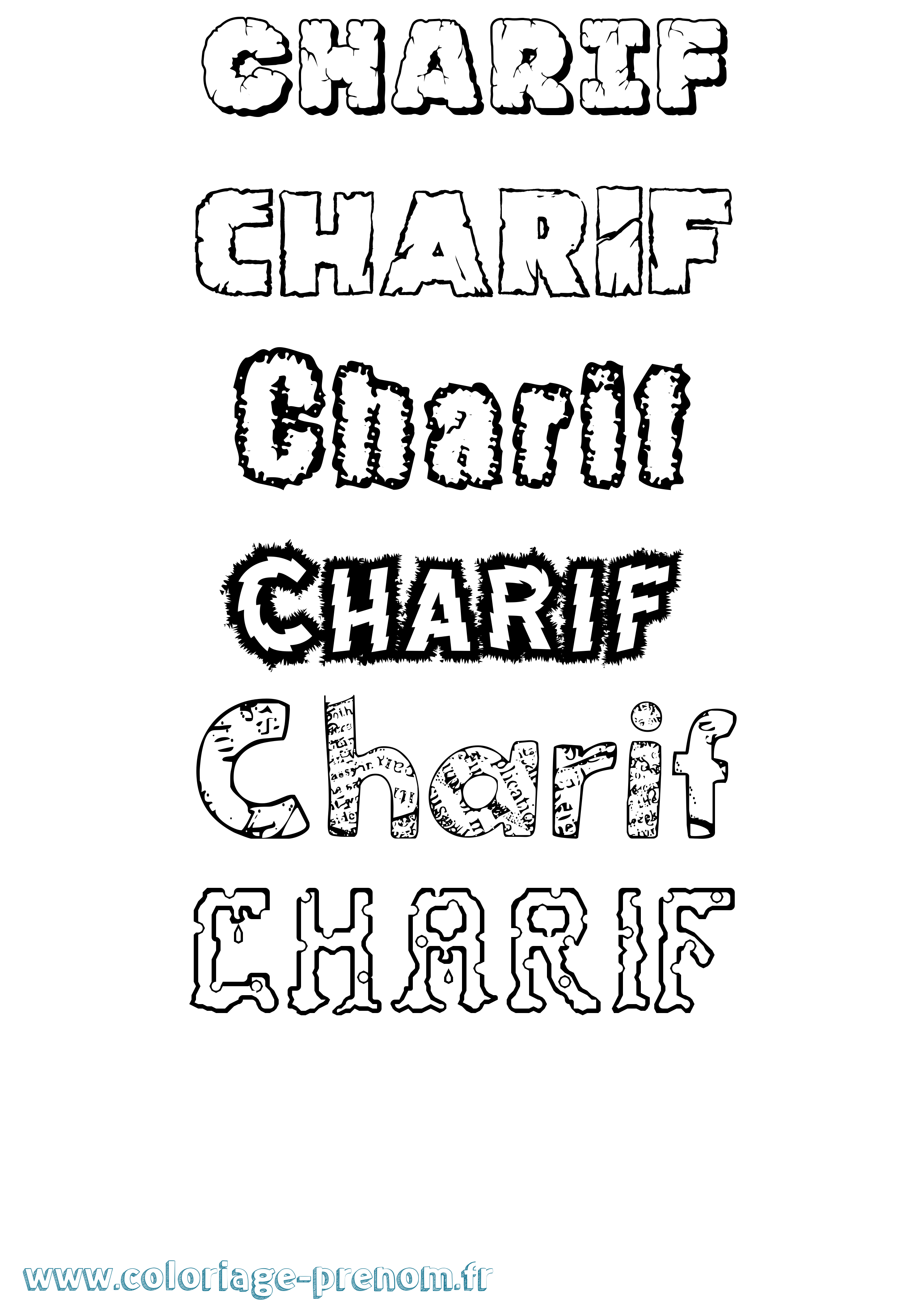Coloriage Charif Destructuré Coloriage prénom Charif Destructuré
