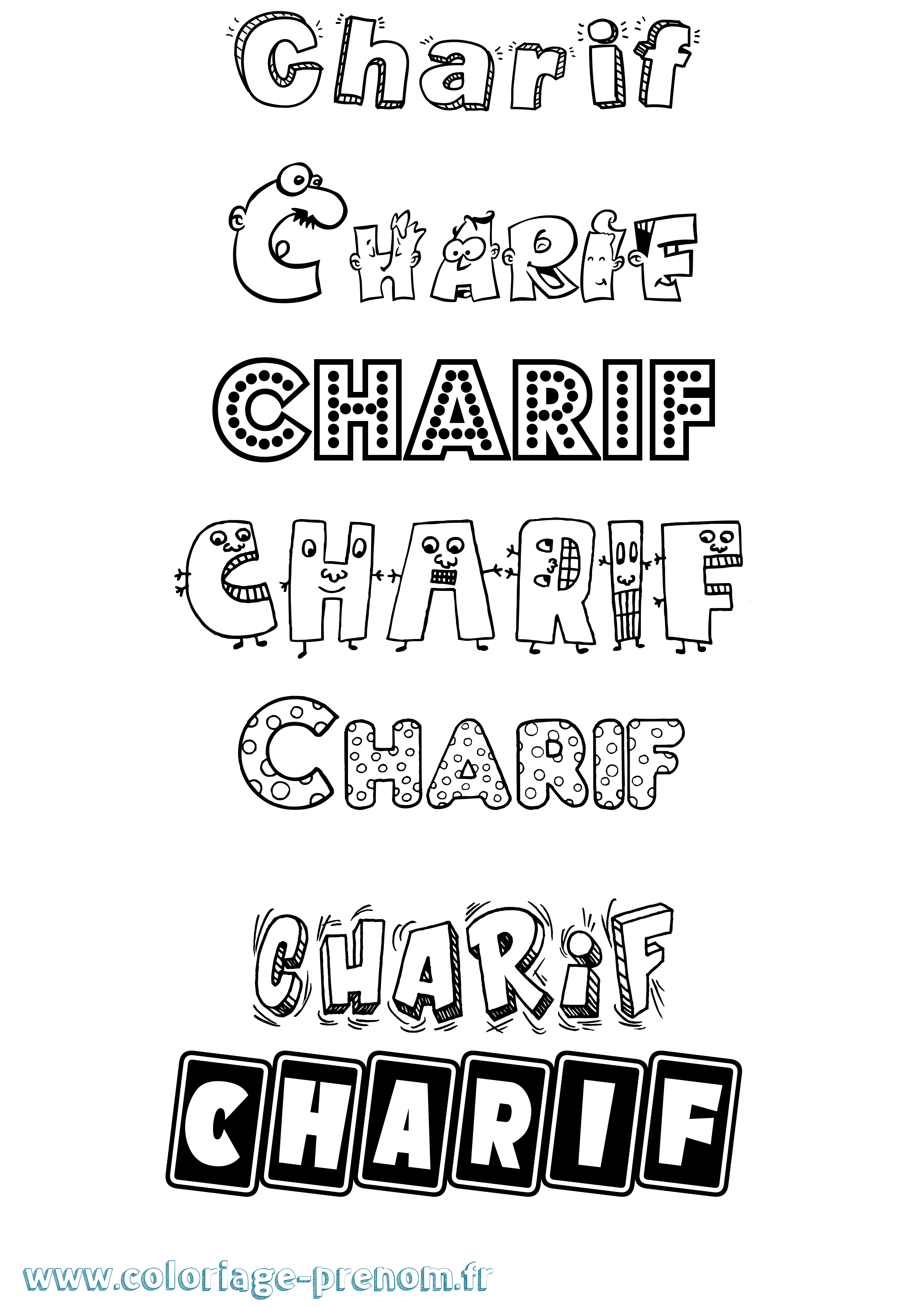 Coloriage Charif Fun Coloriage prénom Charif Fun