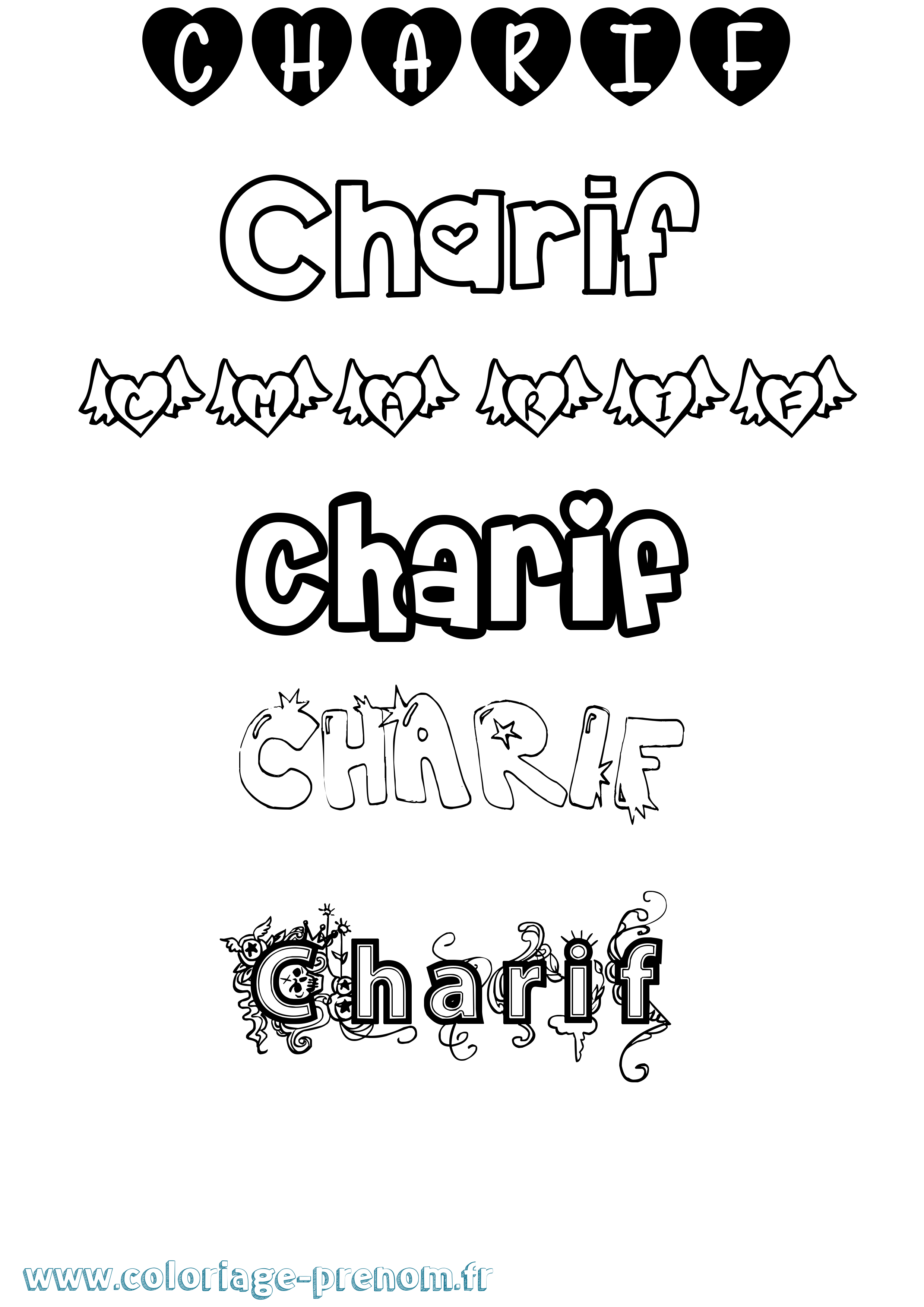 Coloriage Charif Girly Coloriage prénom Charif Girly