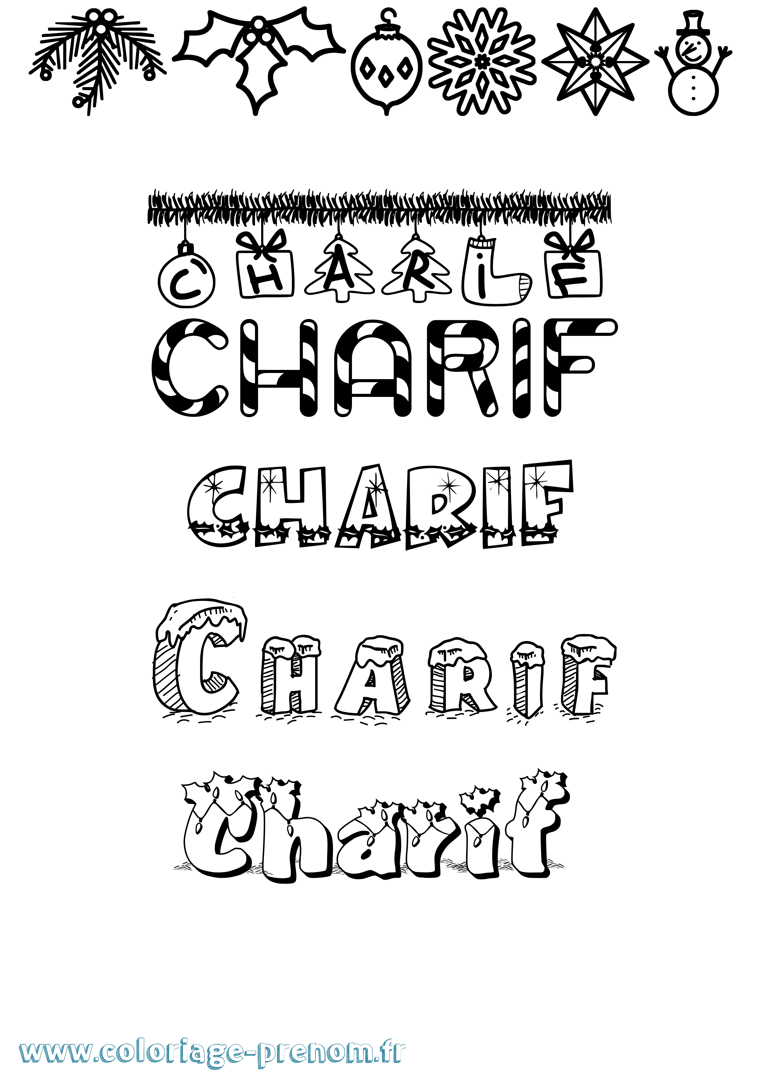 Coloriage Charif Noël Coloriage prénom Charif Noël