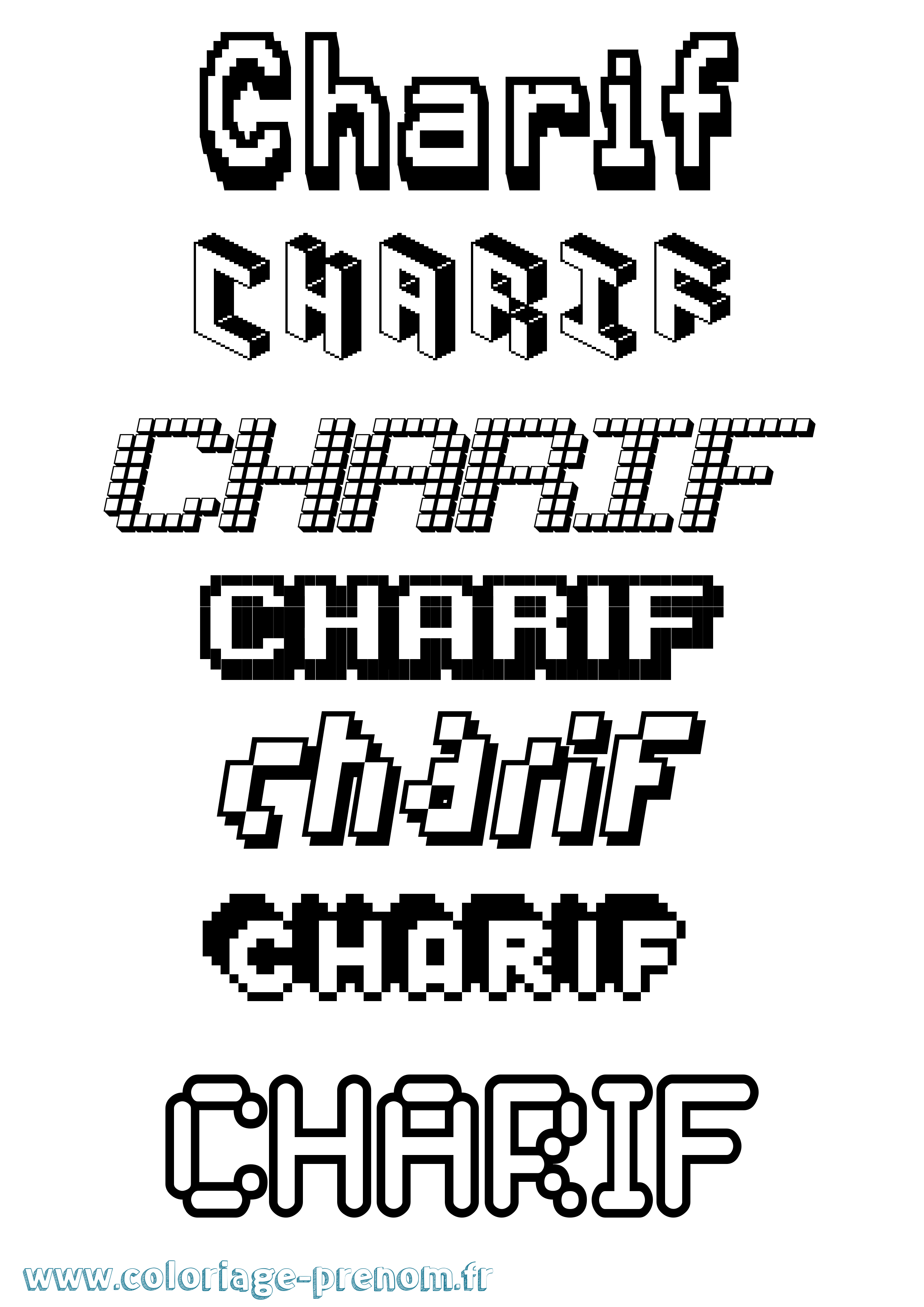 Coloriage Charif Pixel Coloriage prénom Charif Pixel
