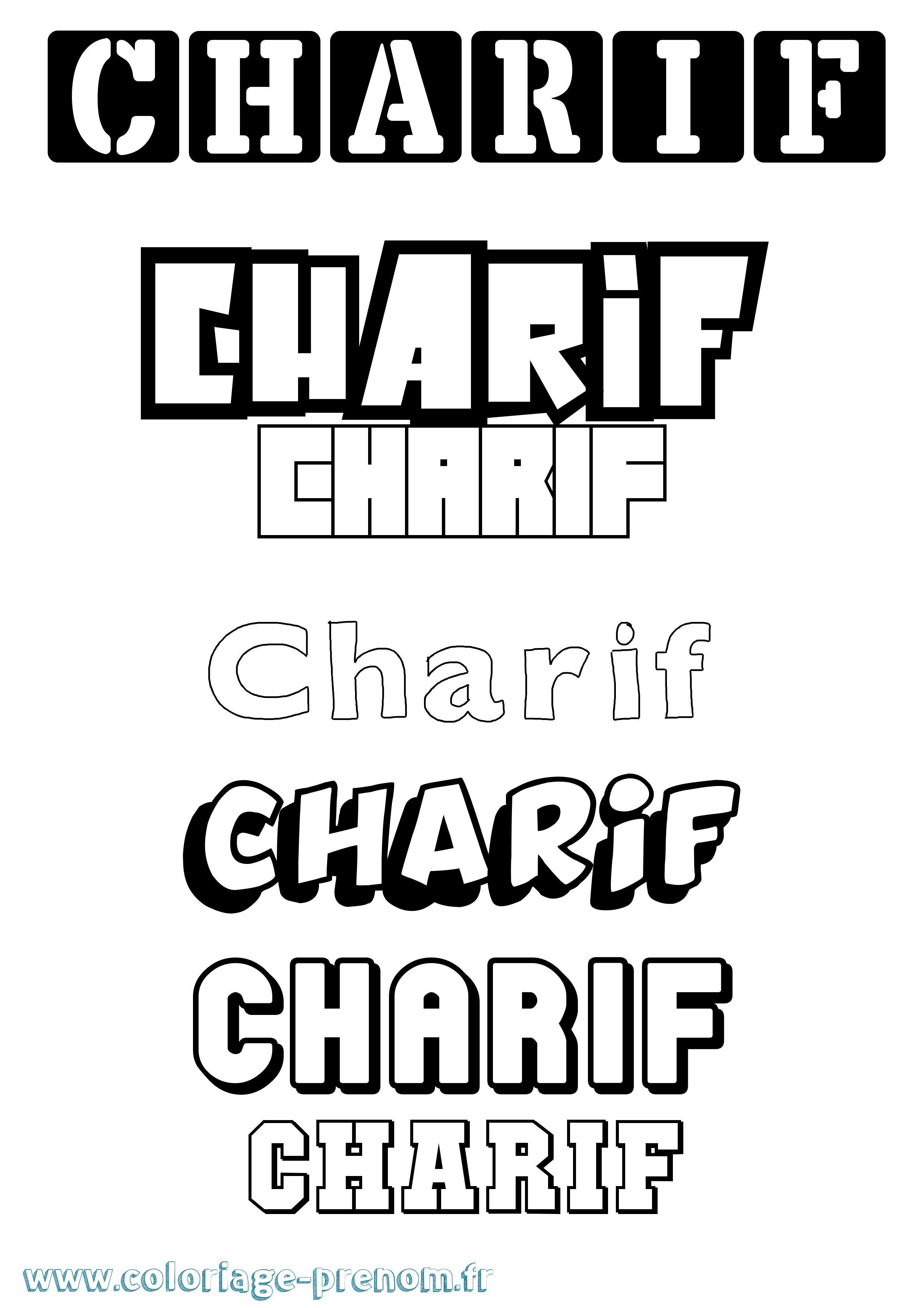 Coloriage Charif Simple Coloriage prénom Charif Simple