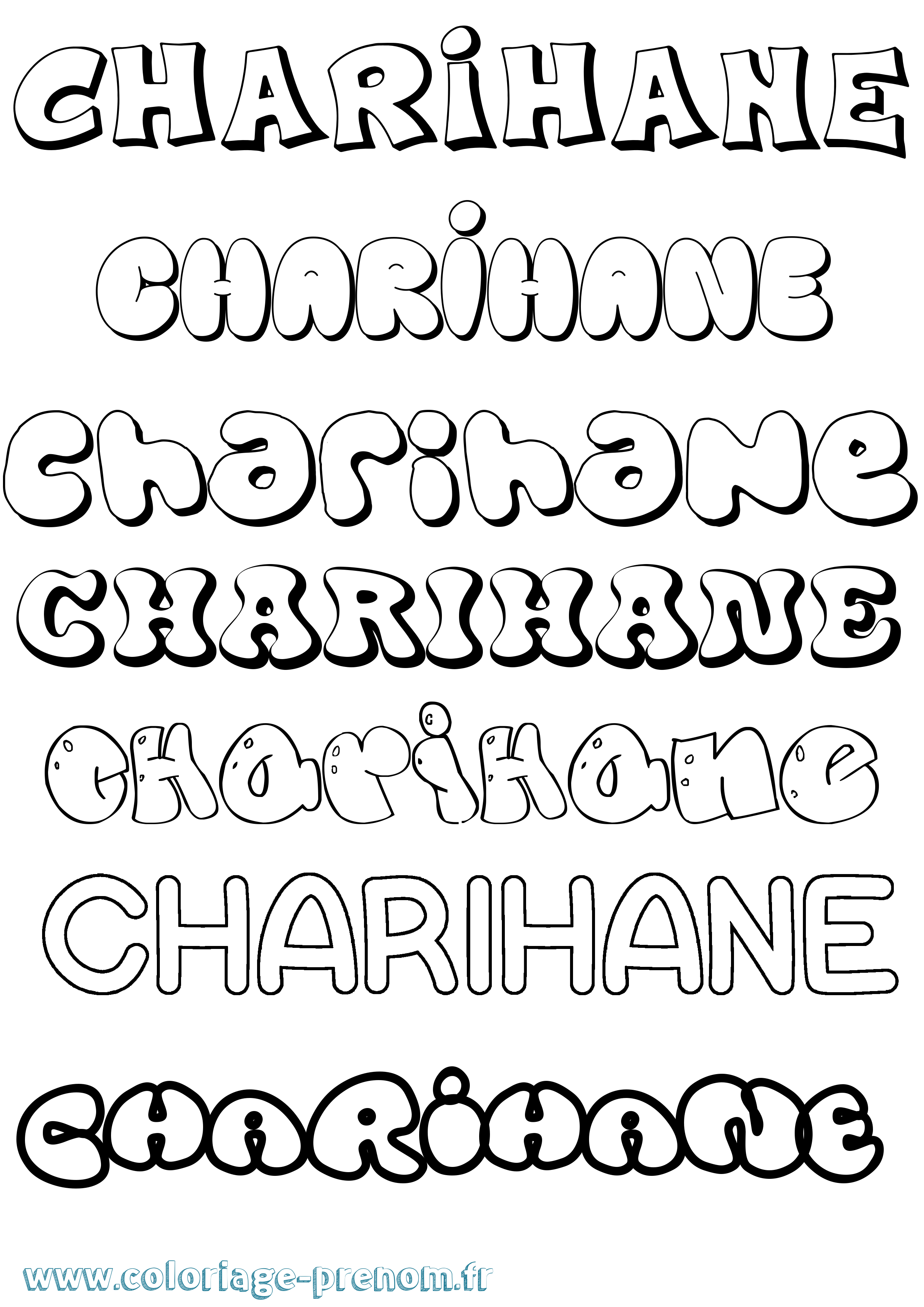 Coloriage Charihane Bubble Coloriage prénom Charihane Bubble