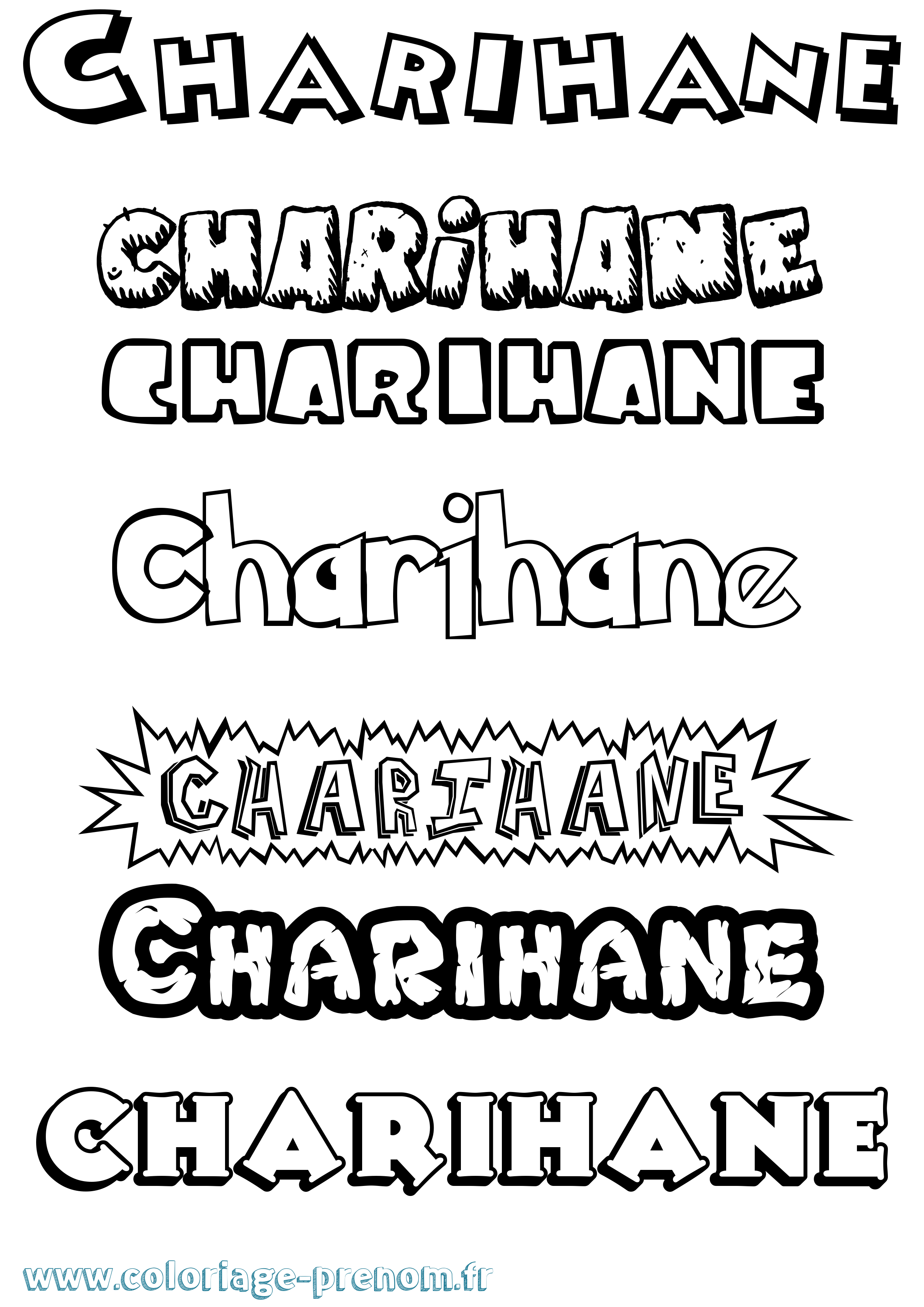 Coloriage Charihane Dessin Animé Coloriage prénom Charihane Dessin Animé