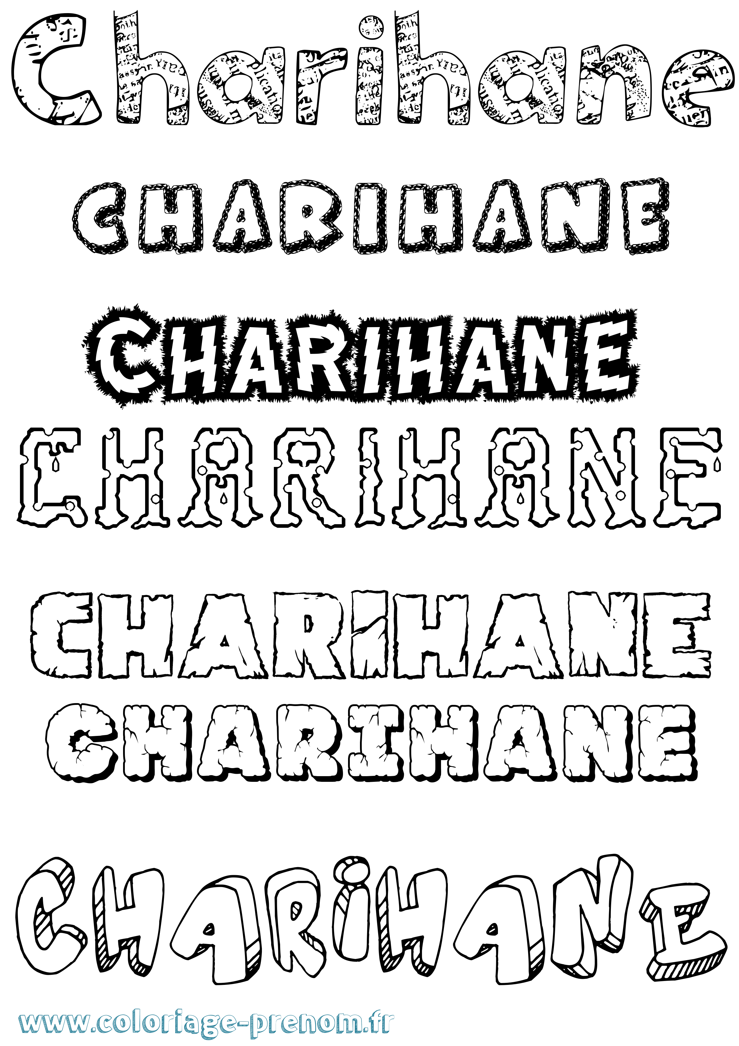 Coloriage Charihane Destructuré Coloriage prénom Charihane Destructuré