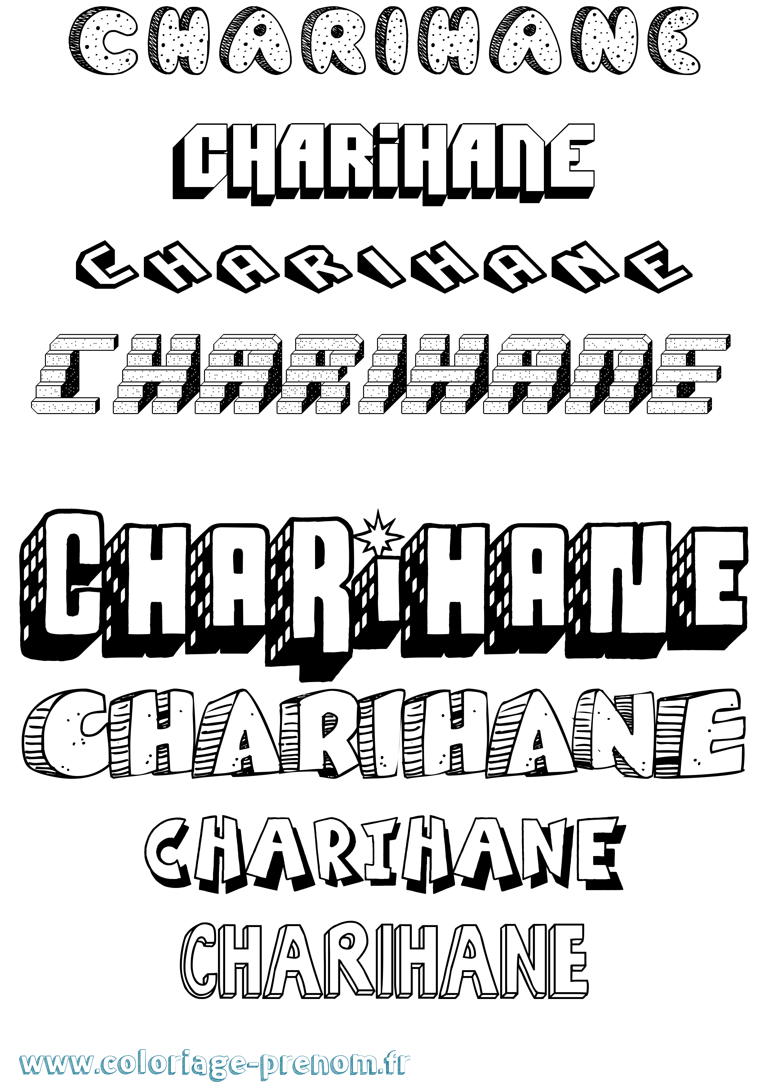 Coloriage Charihane Effet 3D Coloriage prénom Charihane Effet 3D