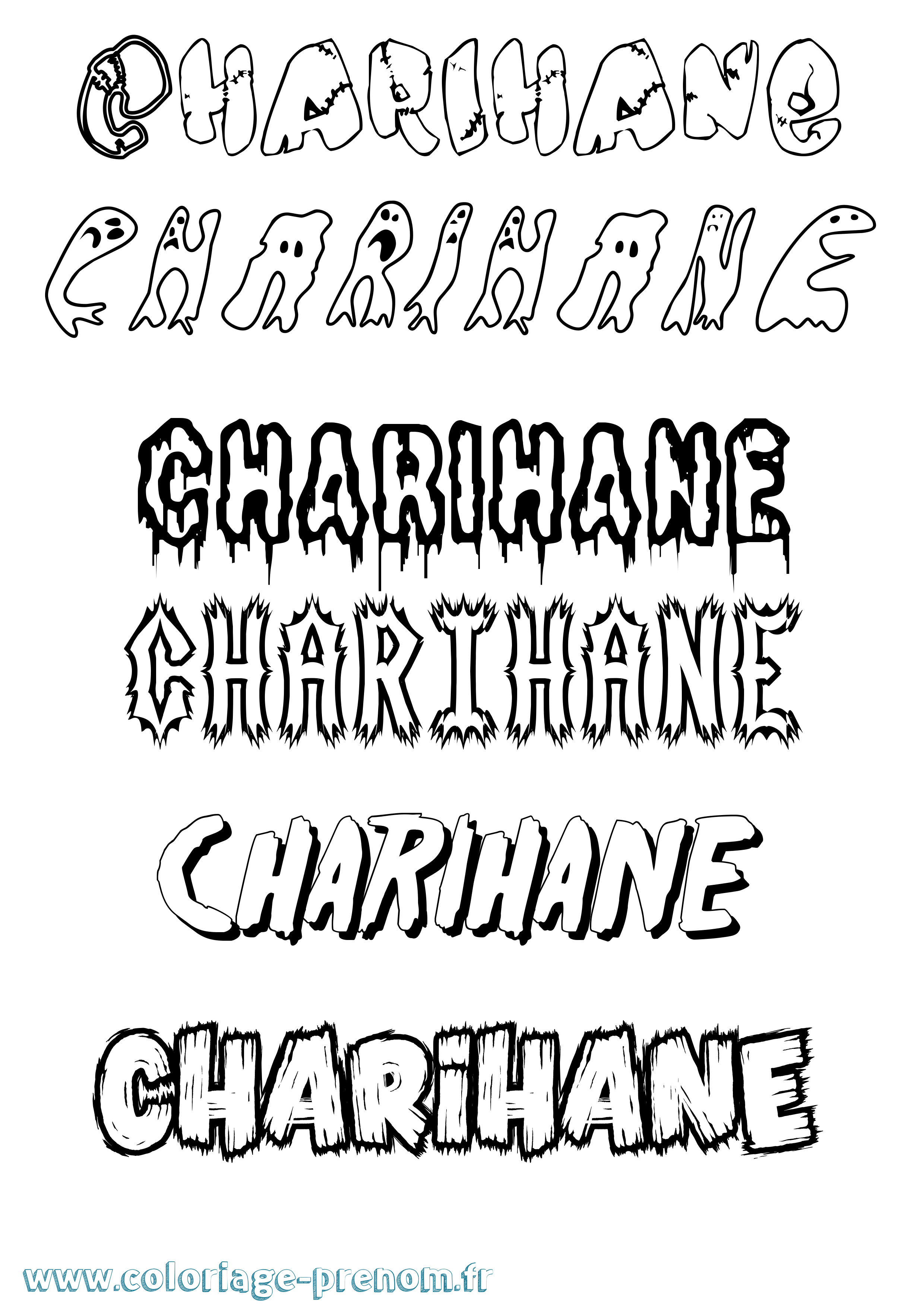 Coloriage Charihane Frisson Coloriage prénom Charihane Frisson