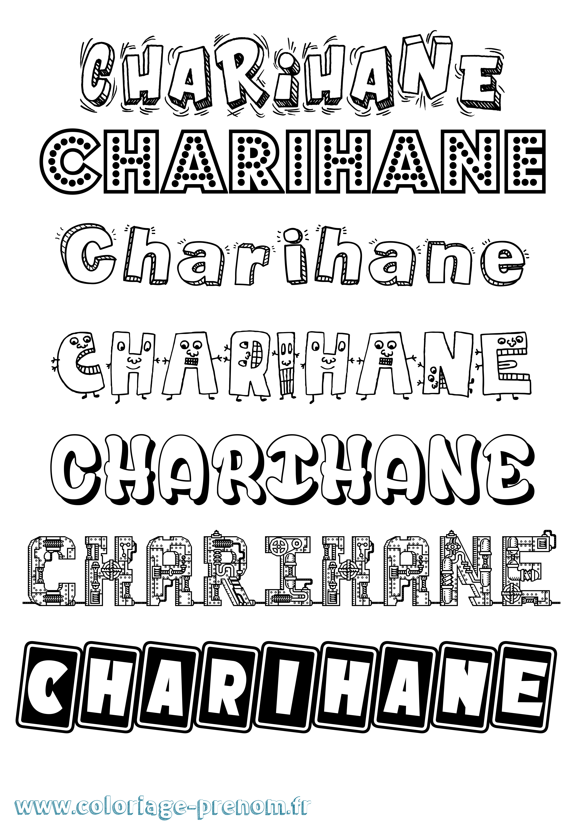 Coloriage Charihane Fun Coloriage prénom Charihane Fun