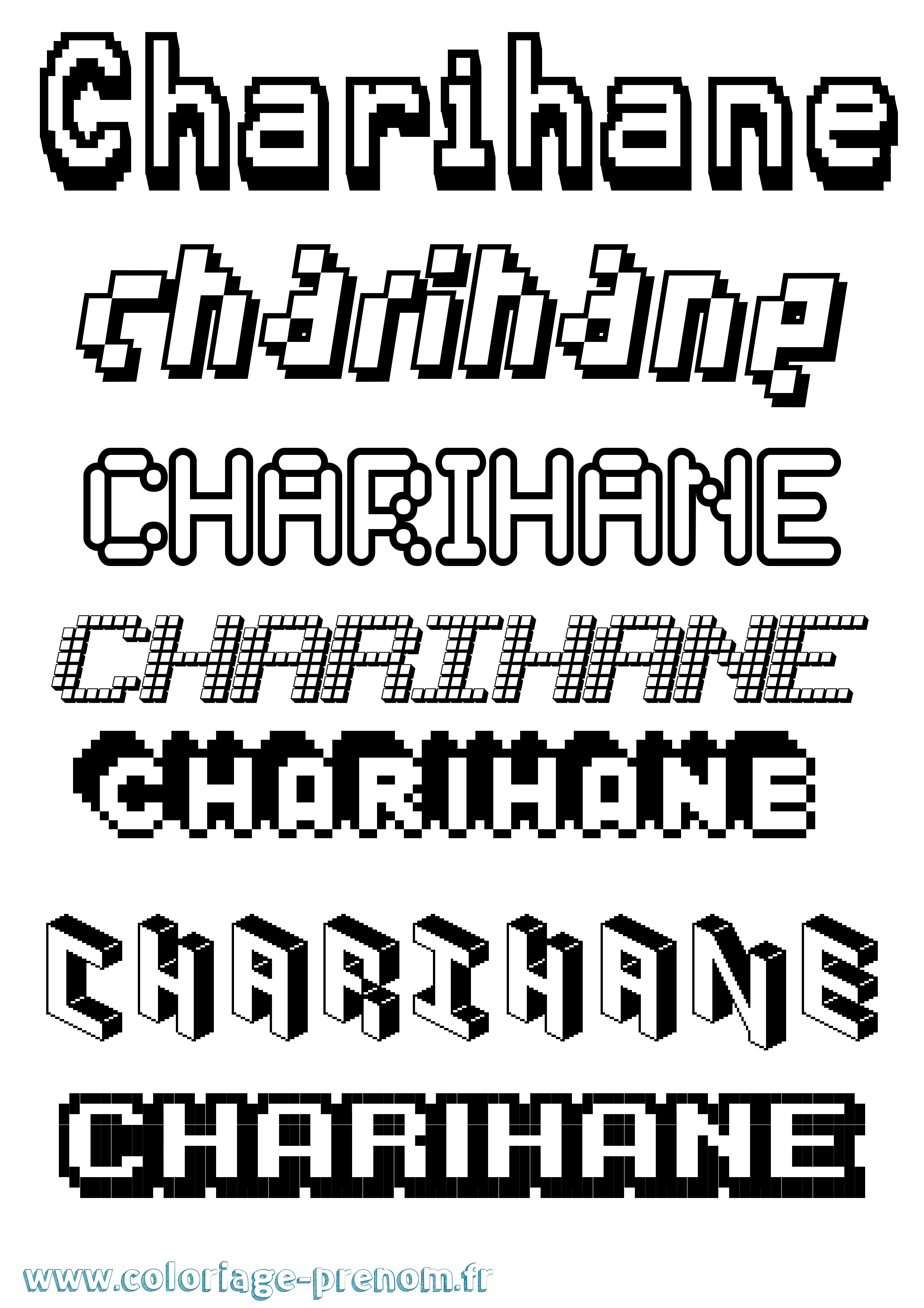 Coloriage Charihane Pixel Coloriage prénom Charihane Pixel