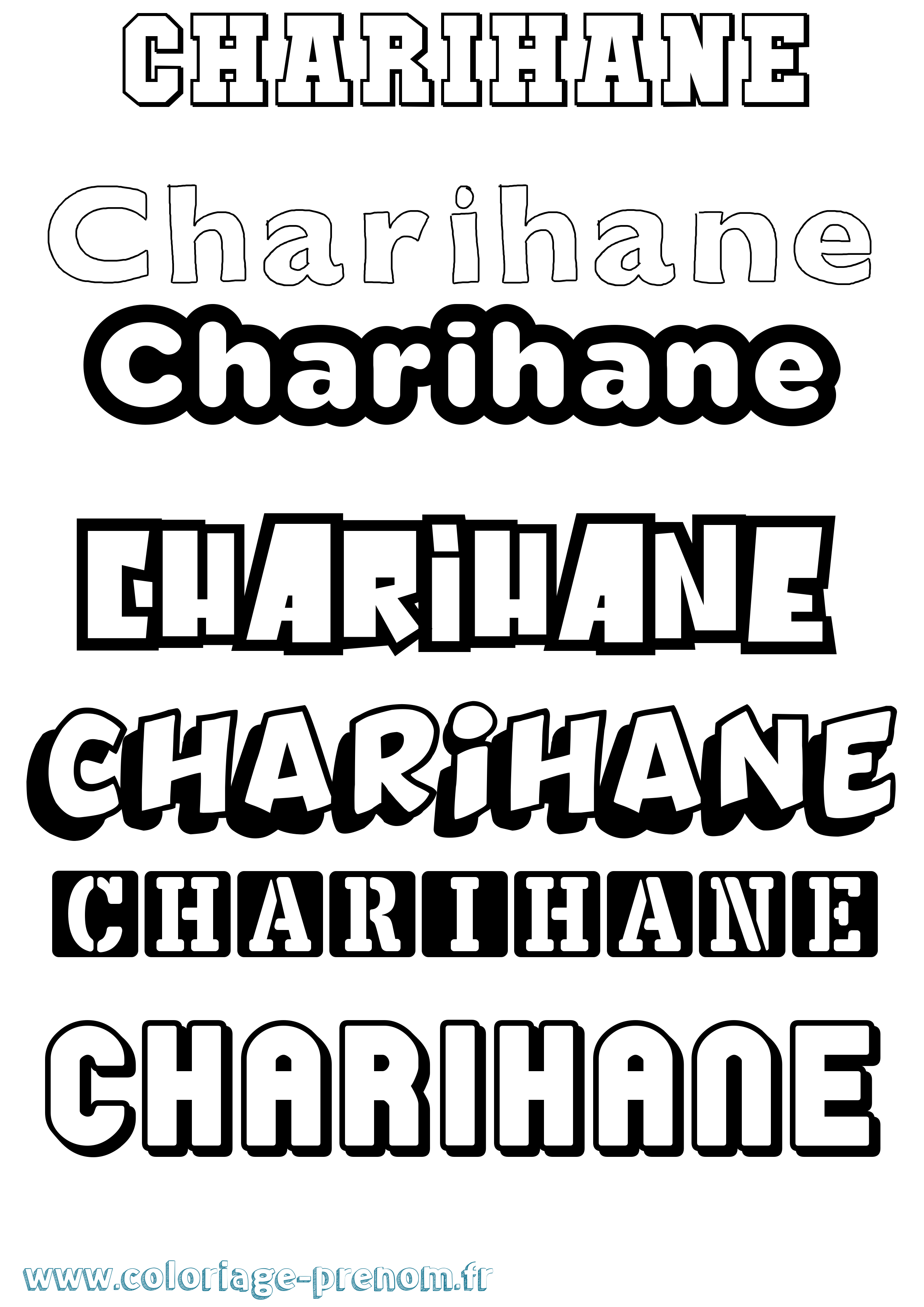 Coloriage Charihane Simple Coloriage prénom Charihane Simple