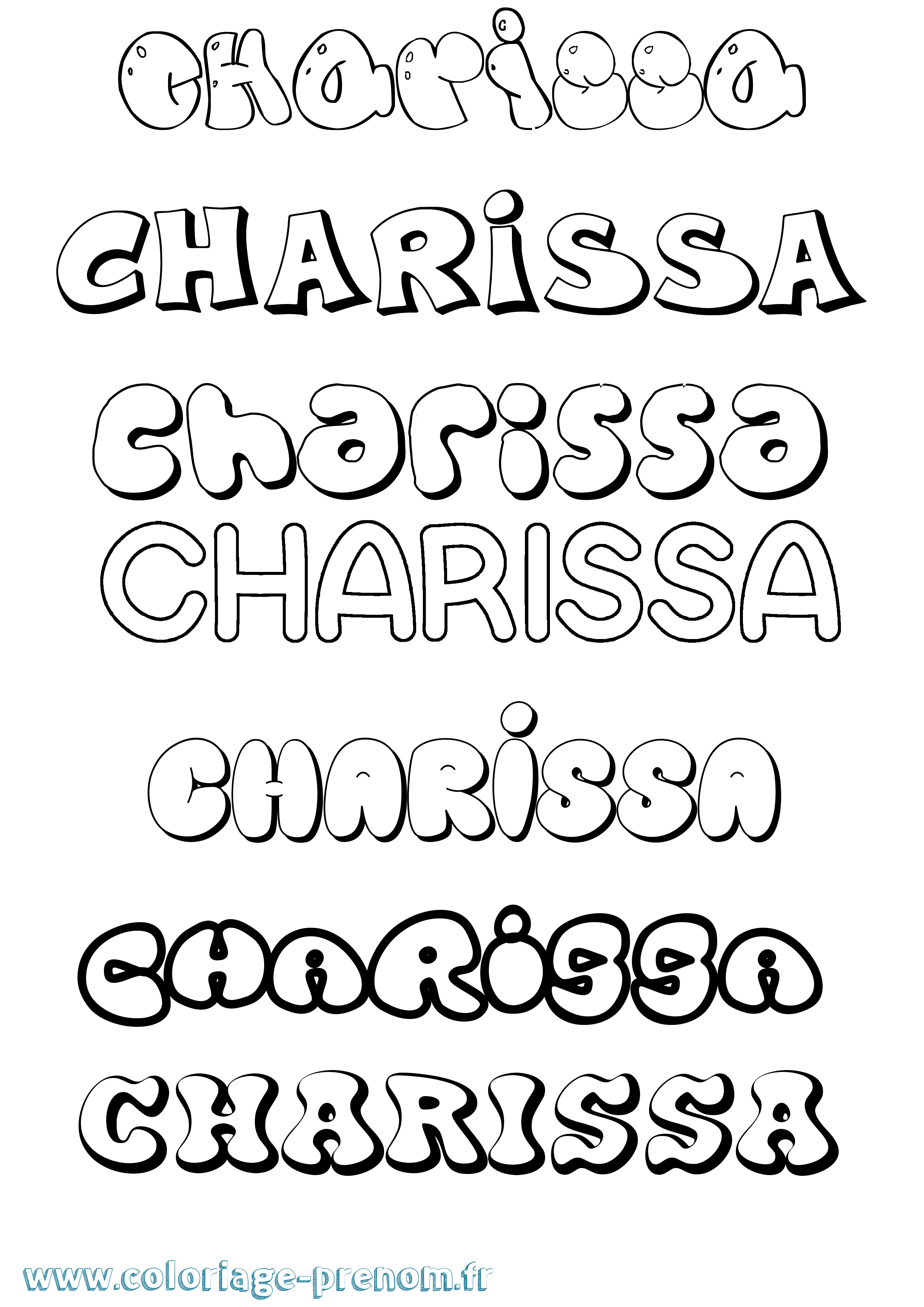 Coloriage Charissa Bubble Coloriage prénom Charissa Bubble