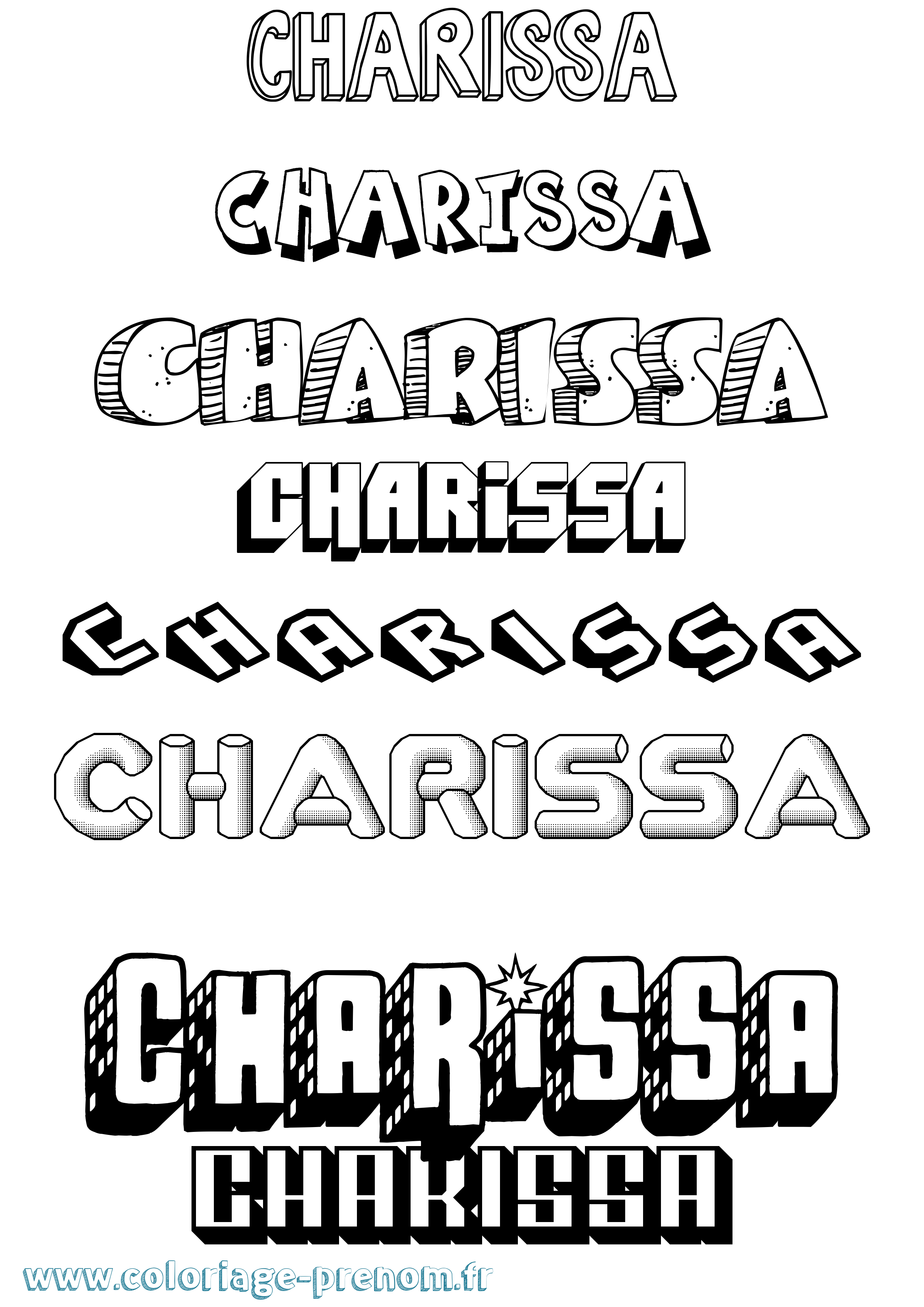 Coloriage Charissa Effet 3D Coloriage prénom Charissa Effet 3D