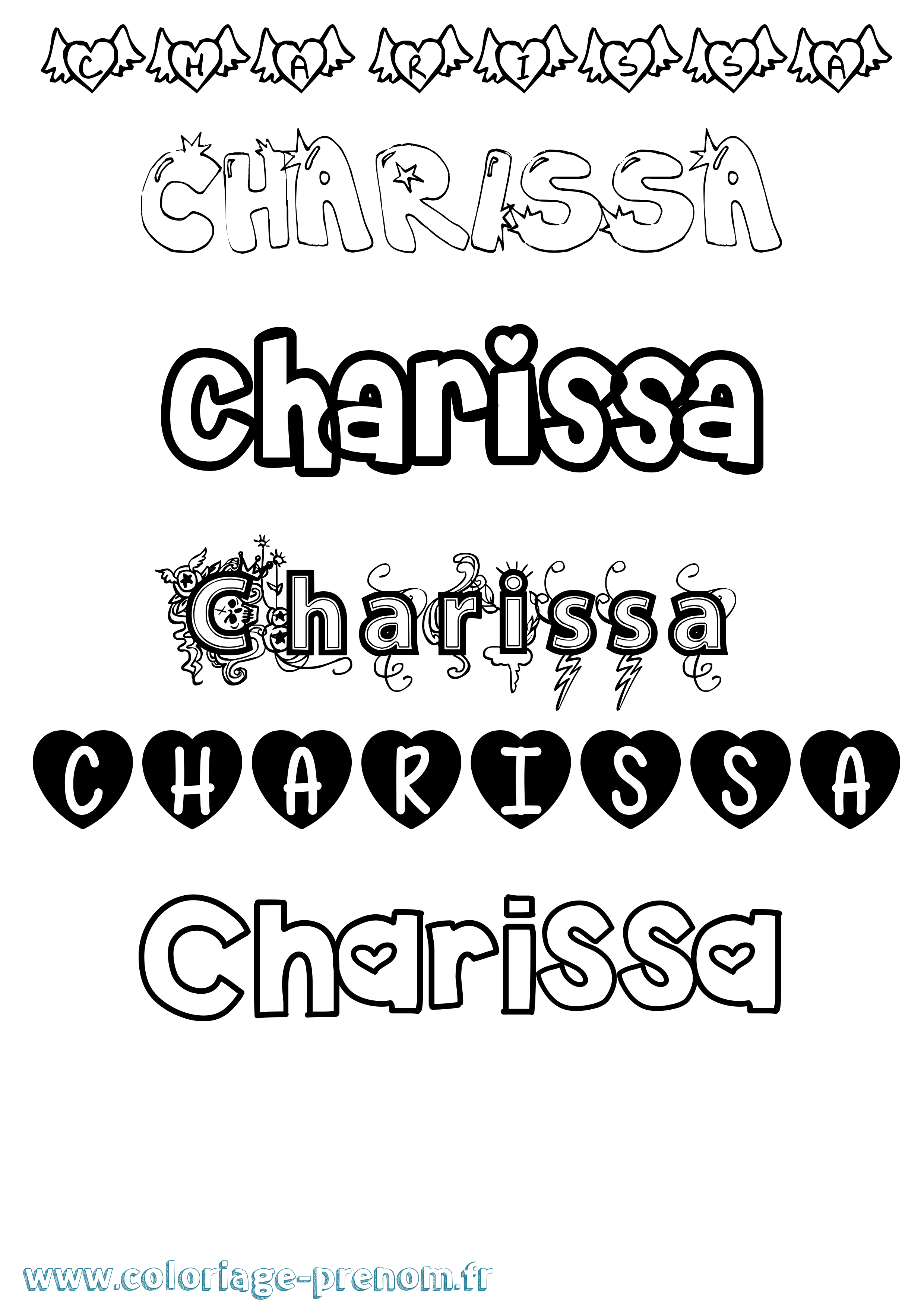 Coloriage Charissa Girly Coloriage prénom Charissa Girly