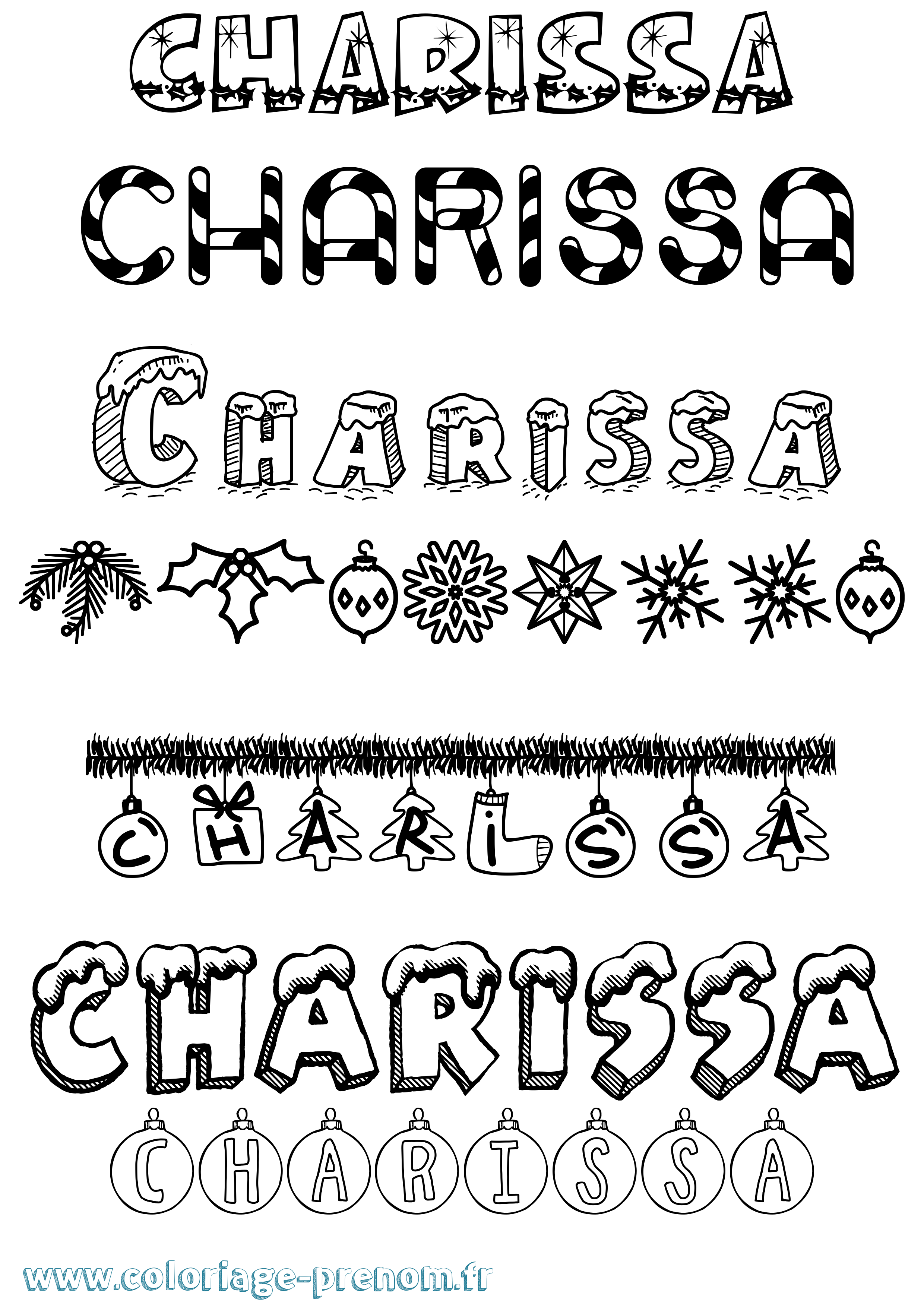 Coloriage Charissa Noël Coloriage prénom Charissa Noël