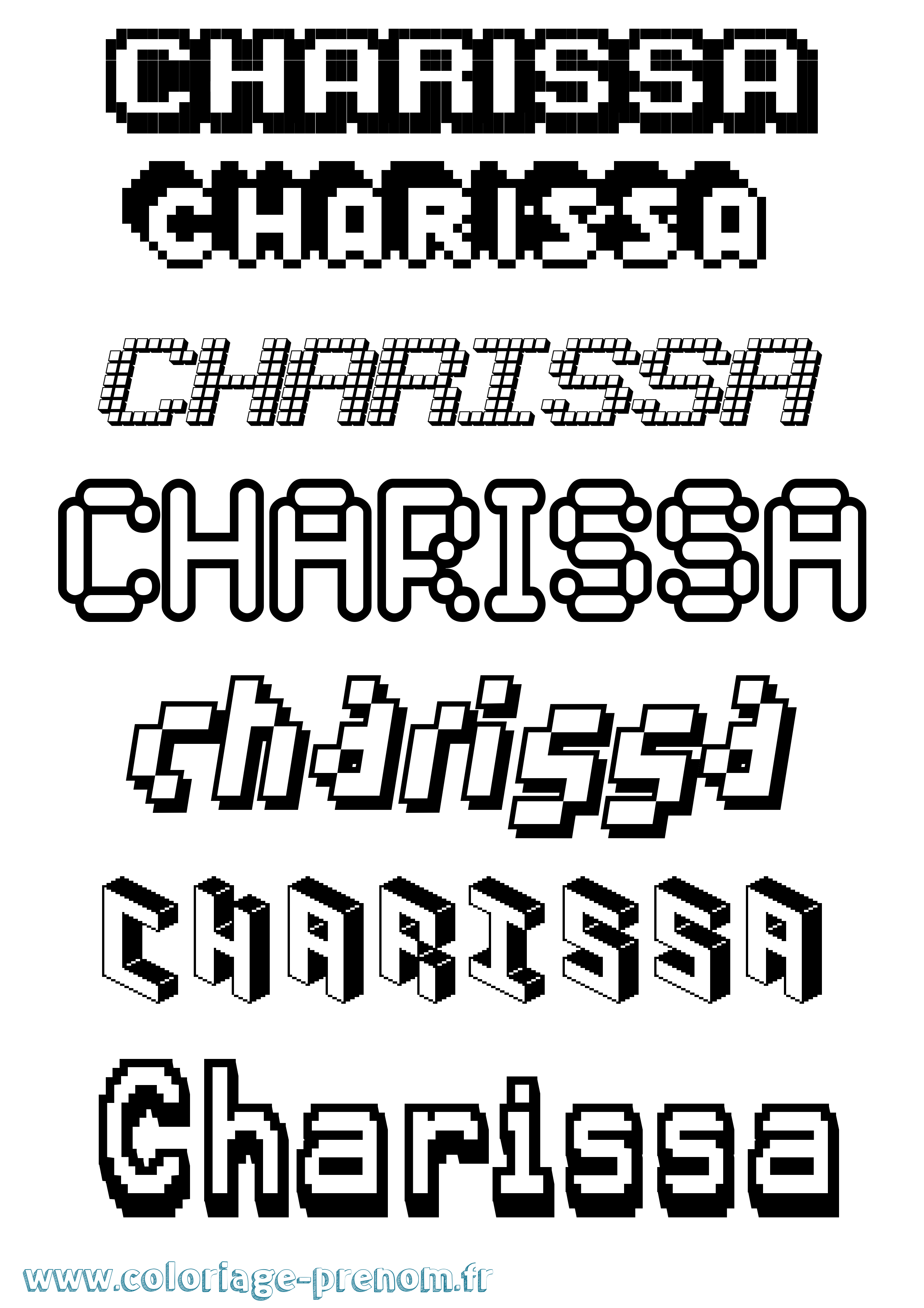 Coloriage Charissa Pixel Coloriage prénom Charissa Pixel