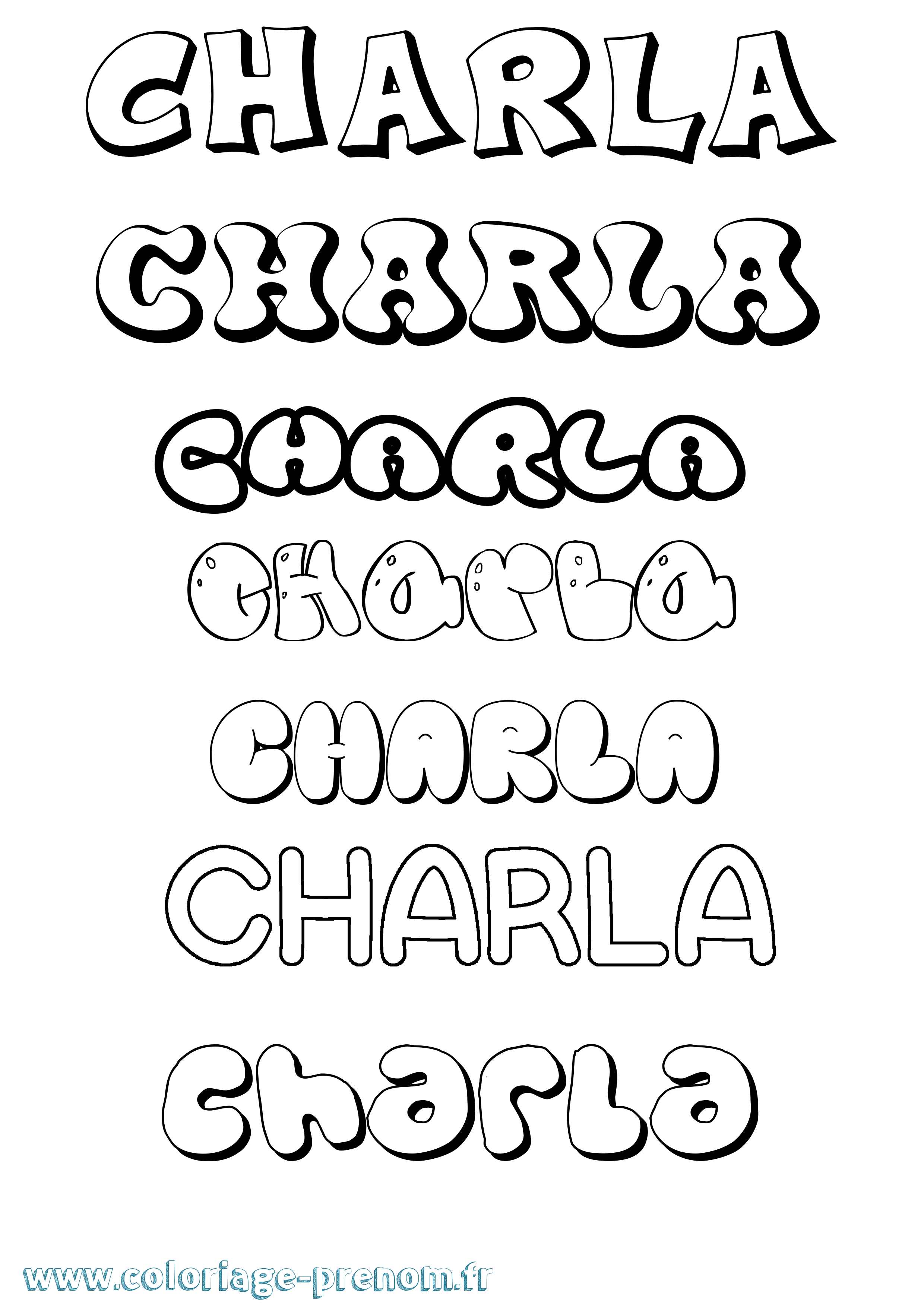 Coloriage Charla Bubble Coloriage prénom Charla Bubble