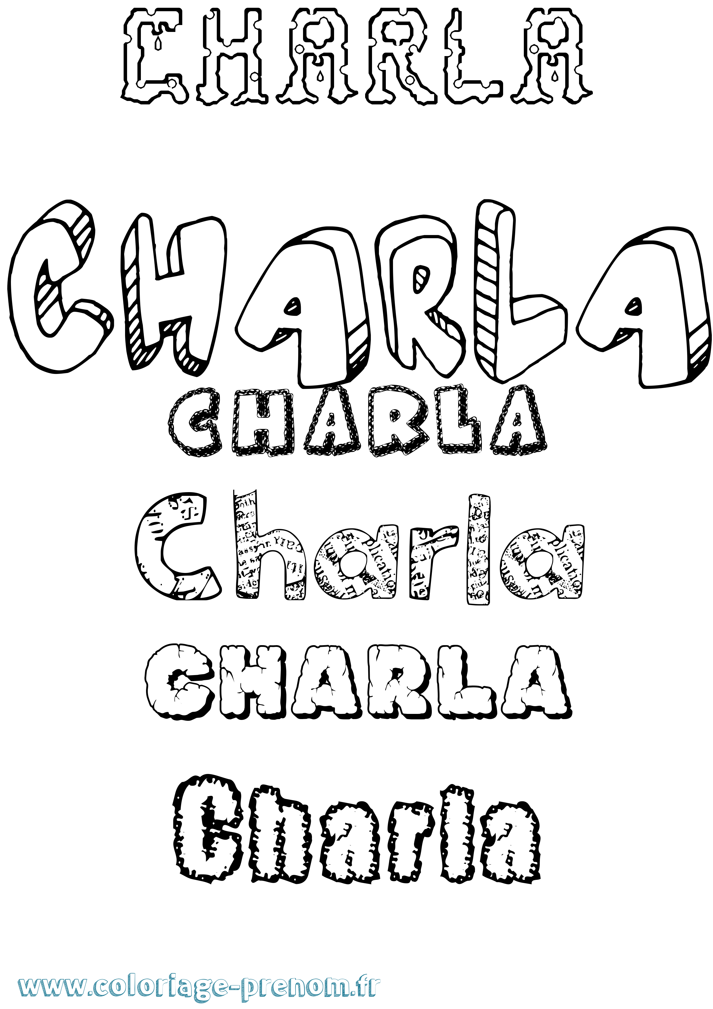 Coloriage Charla Destructuré Coloriage prénom Charla Destructuré