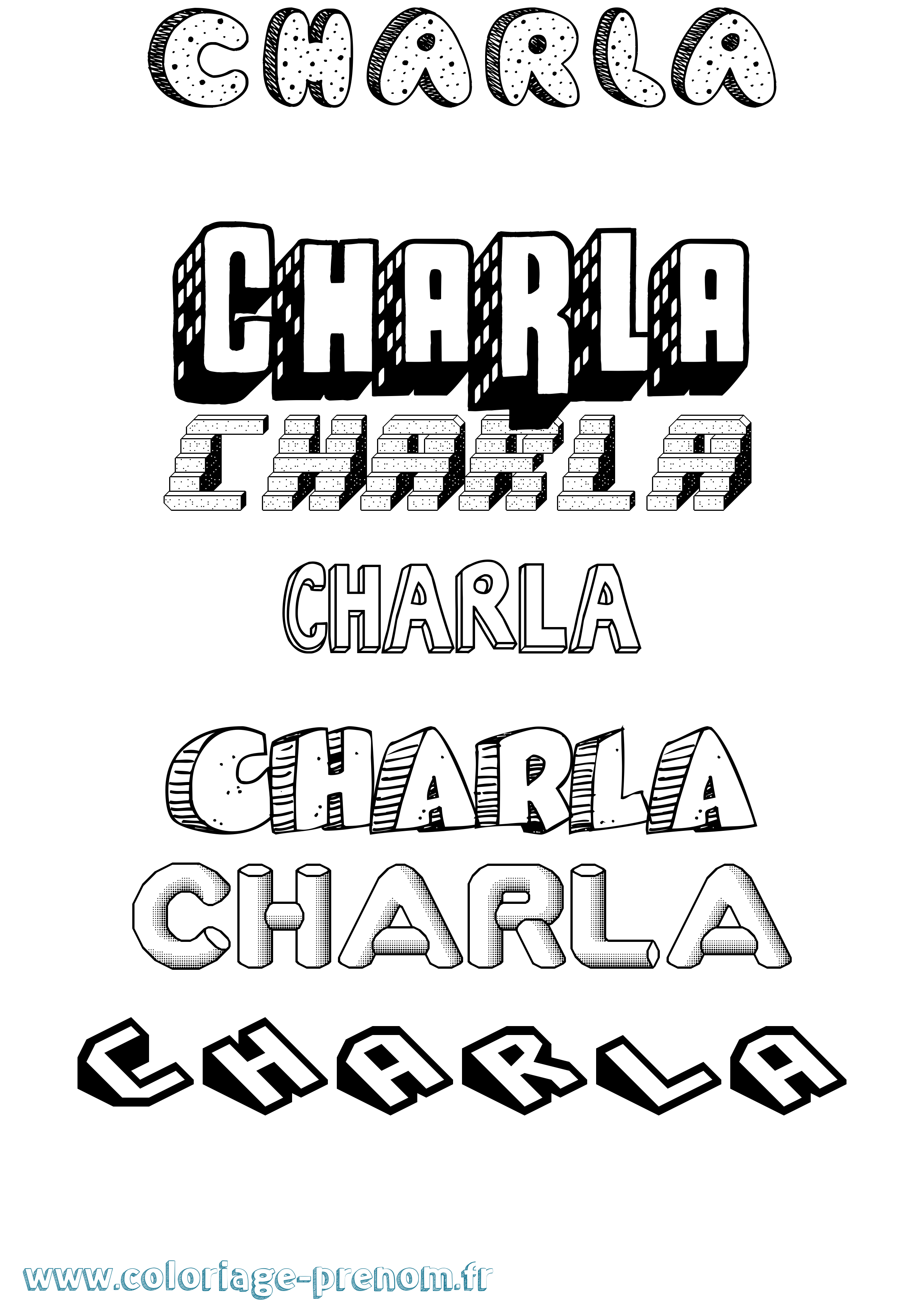 Coloriage Charla Effet 3D Coloriage prénom Charla Effet 3D