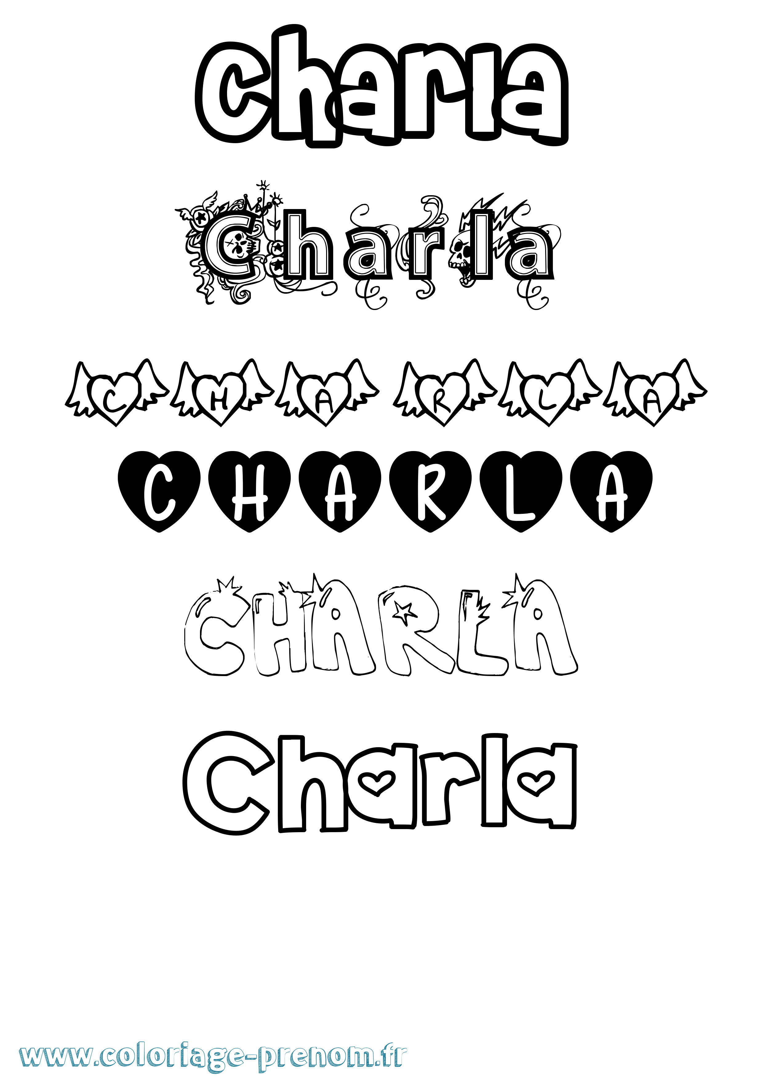 Coloriage Charla Girly Coloriage prénom Charla Girly