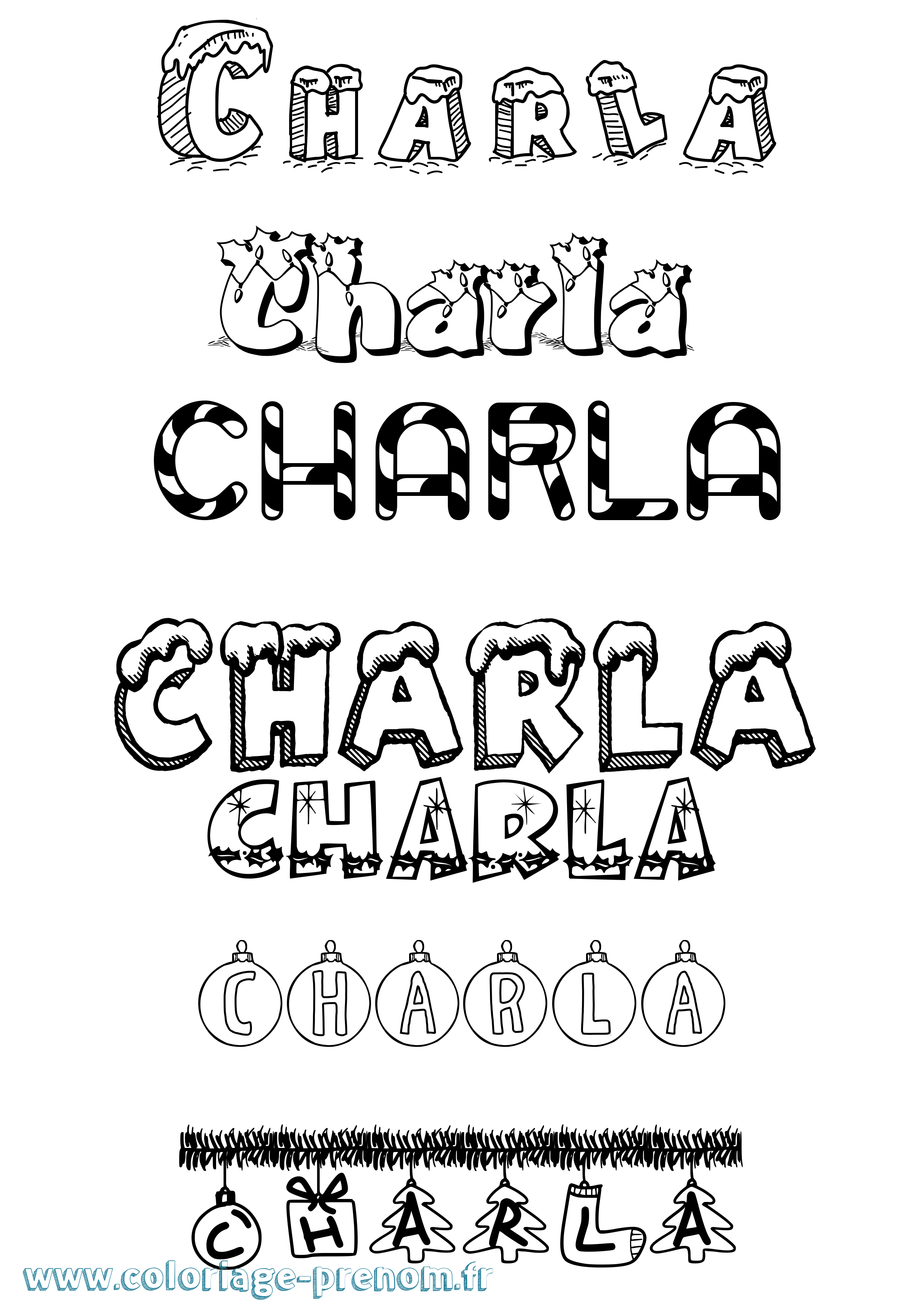 Coloriage Charla Noël Coloriage prénom Charla Noël