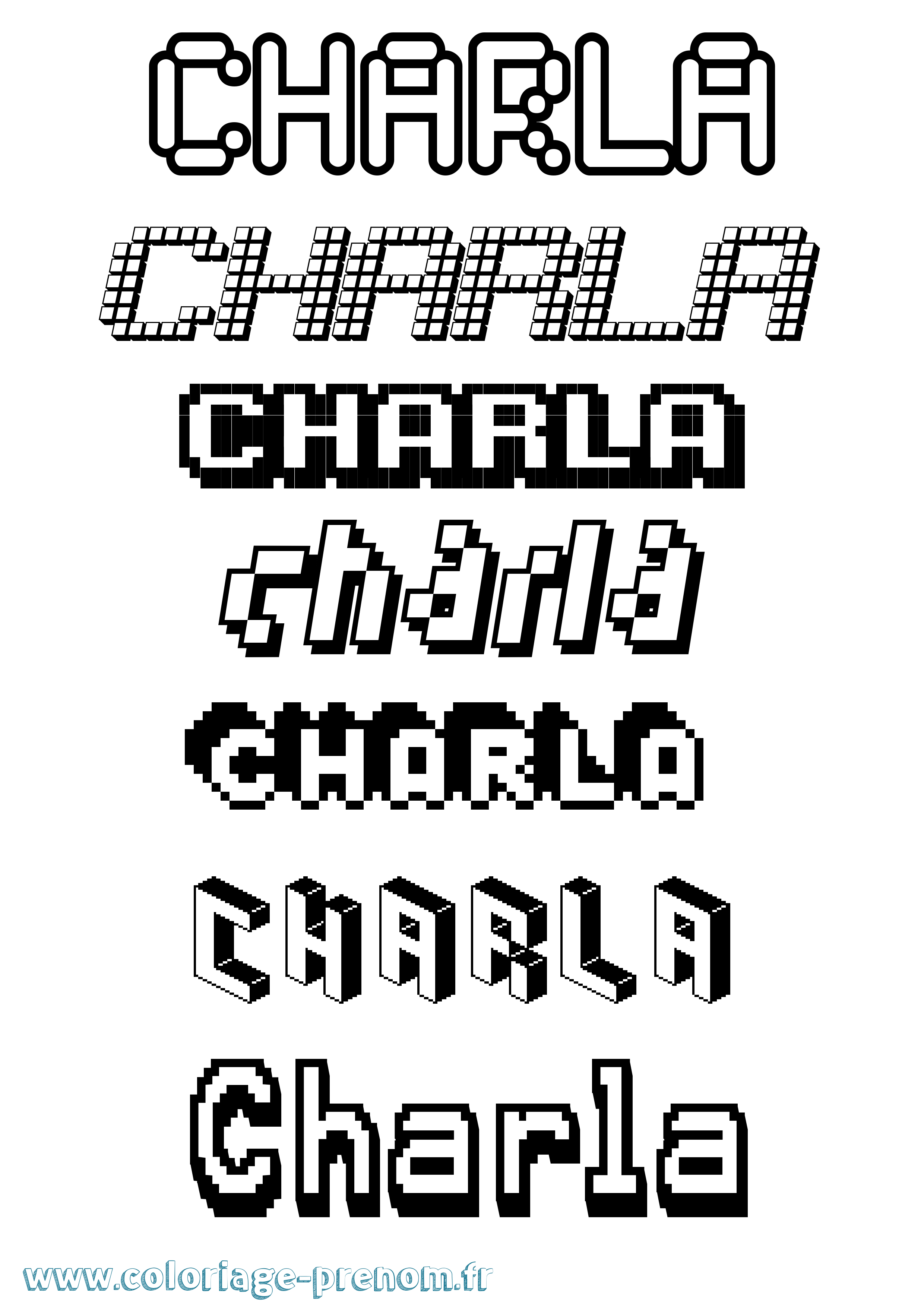 Coloriage Charla Pixel Coloriage prénom Charla Pixel