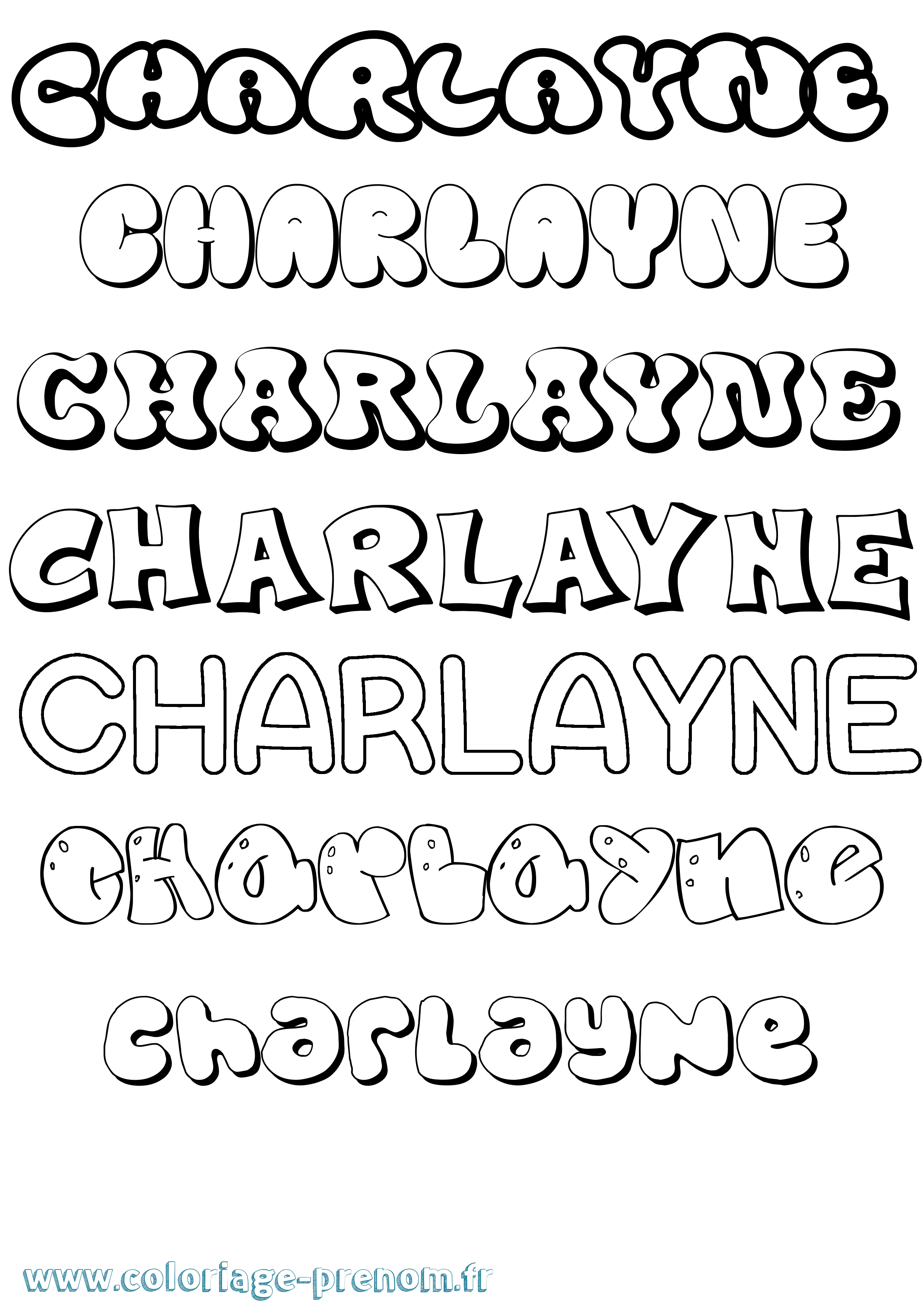 Coloriage Charlayne Bubble Coloriage prénom Charlayne Bubble