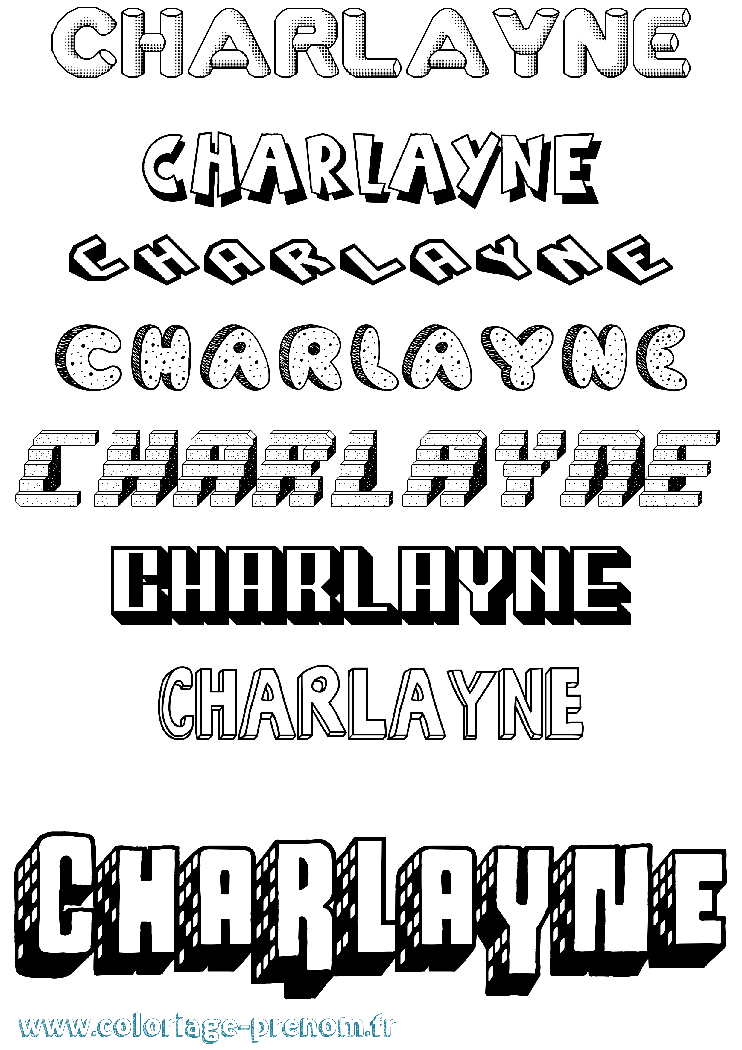 Coloriage Charlayne Effet 3D Coloriage prénom Charlayne Effet 3D