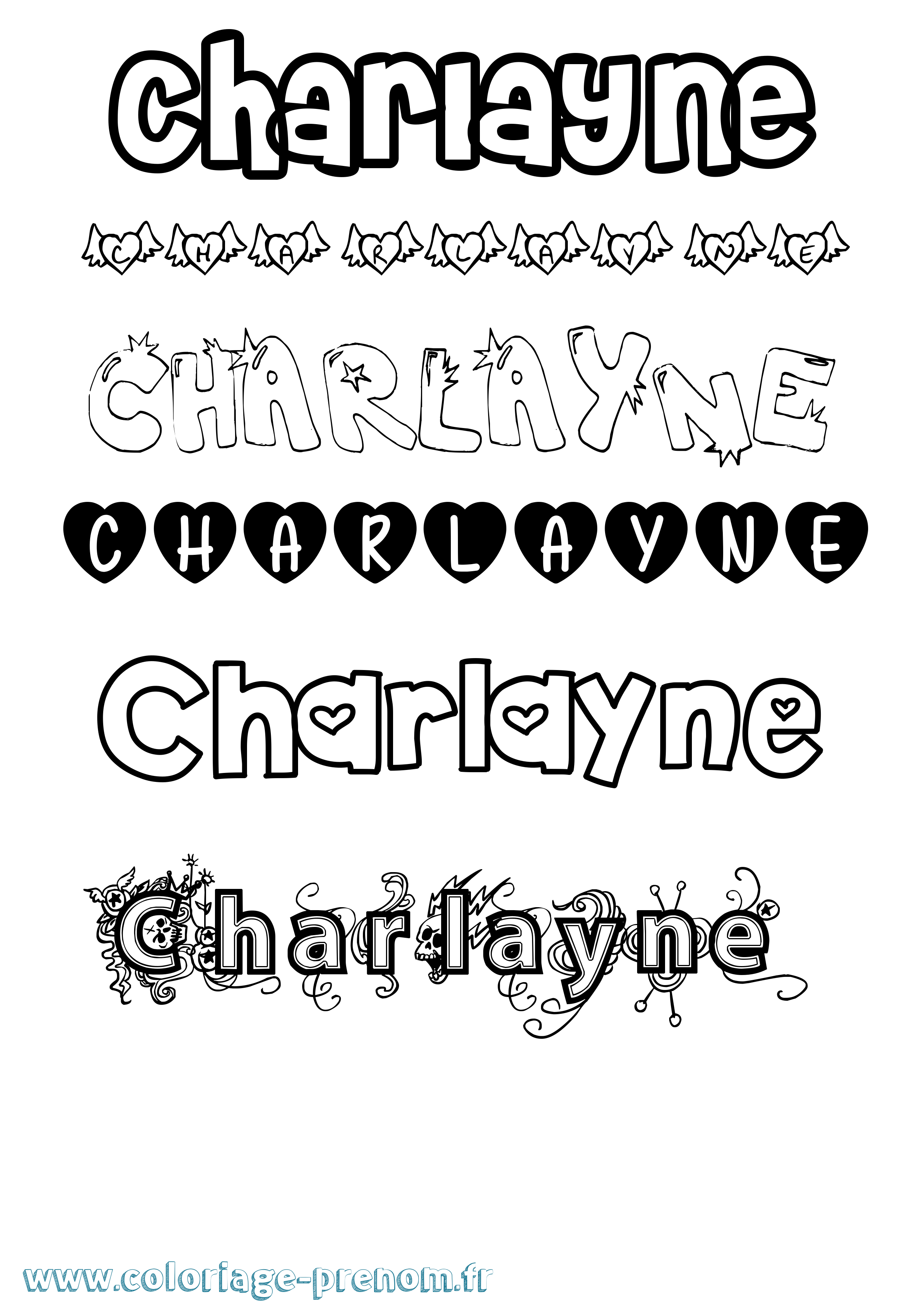 Coloriage Charlayne Girly Coloriage prénom Charlayne Girly