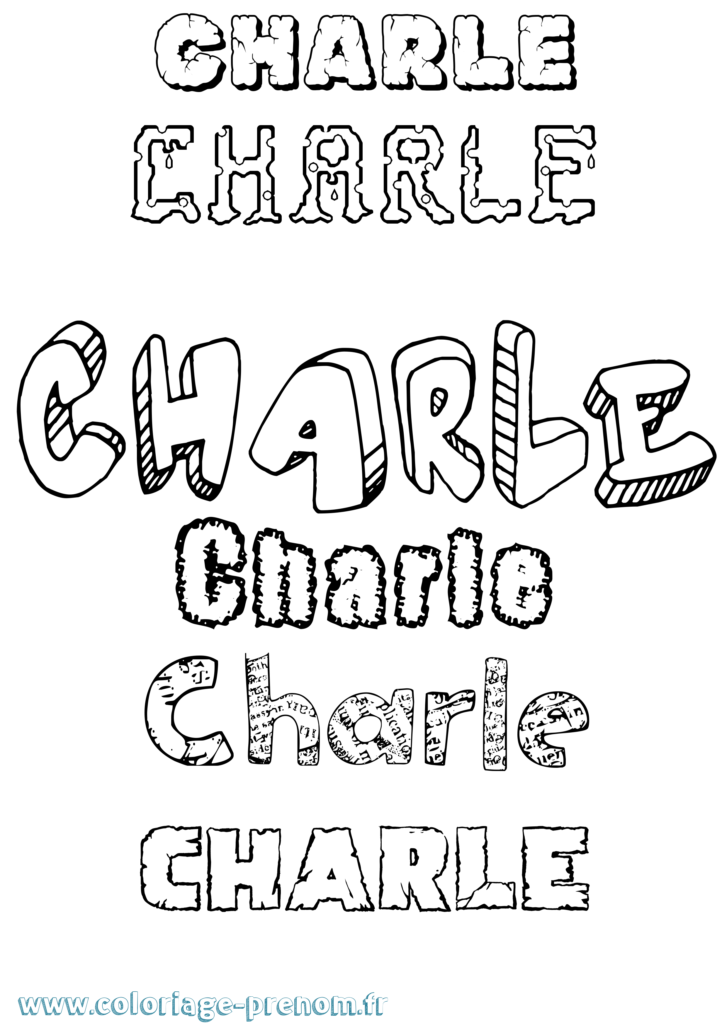 Coloriage Charle Destructuré Coloriage prénom Charle Destructuré