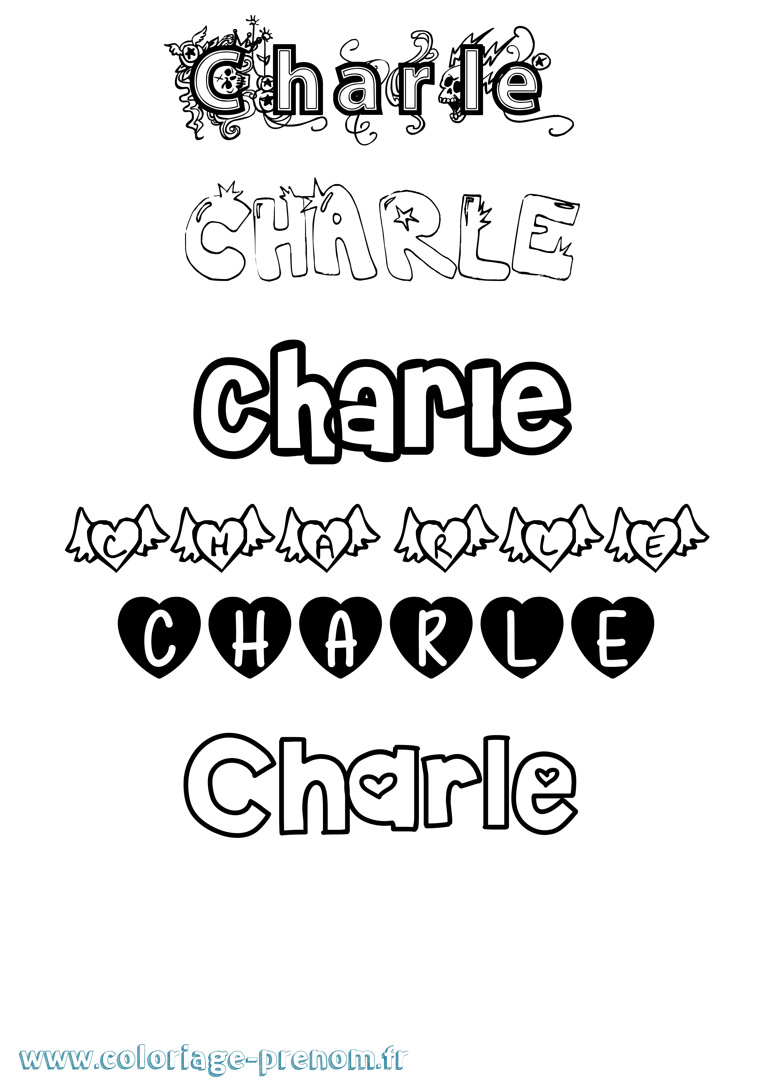 Coloriage Charle Girly Coloriage prénom Charle Girly