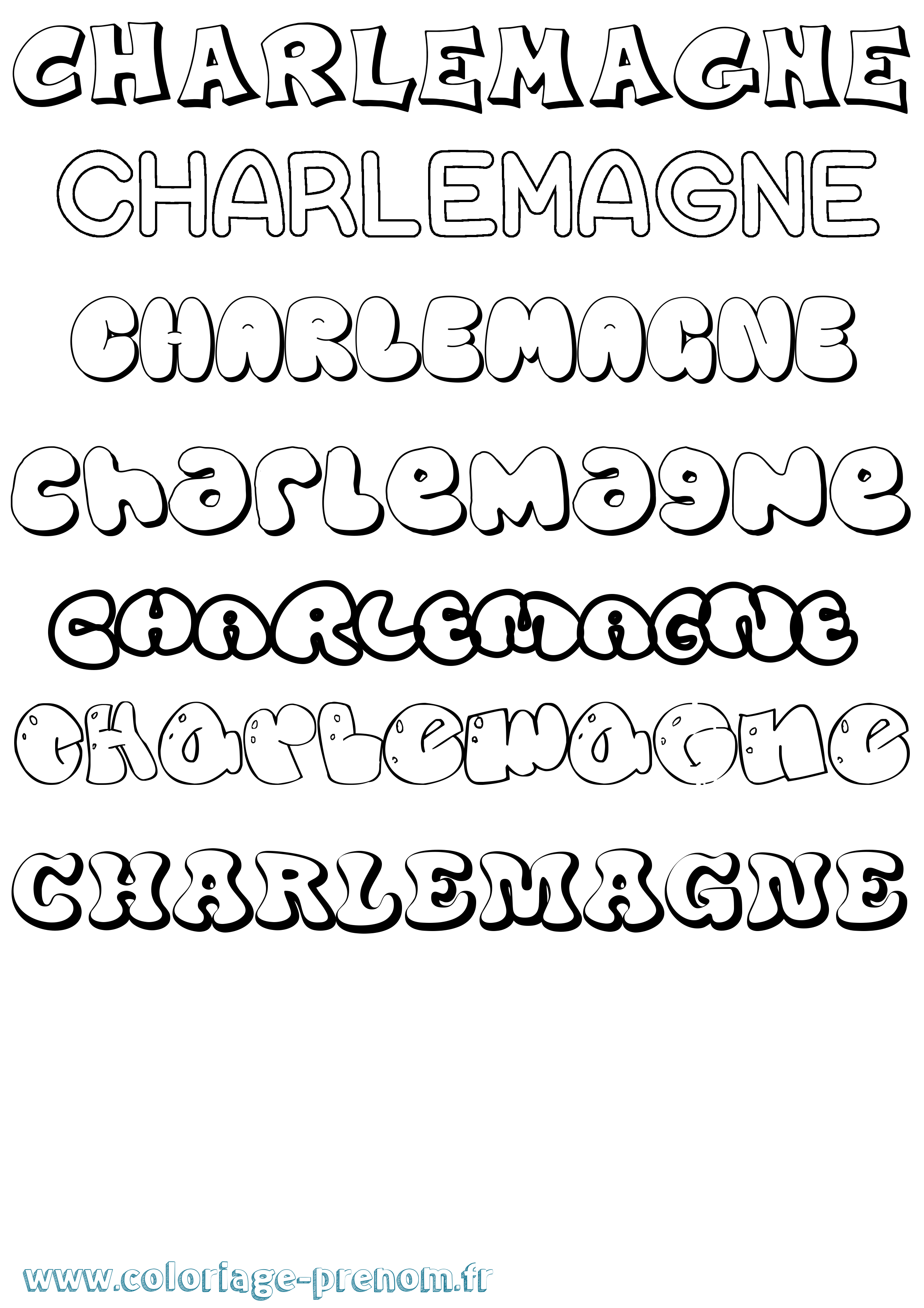 Coloriage Charlemagne Bubble Coloriage prénom Charlemagne Bubble