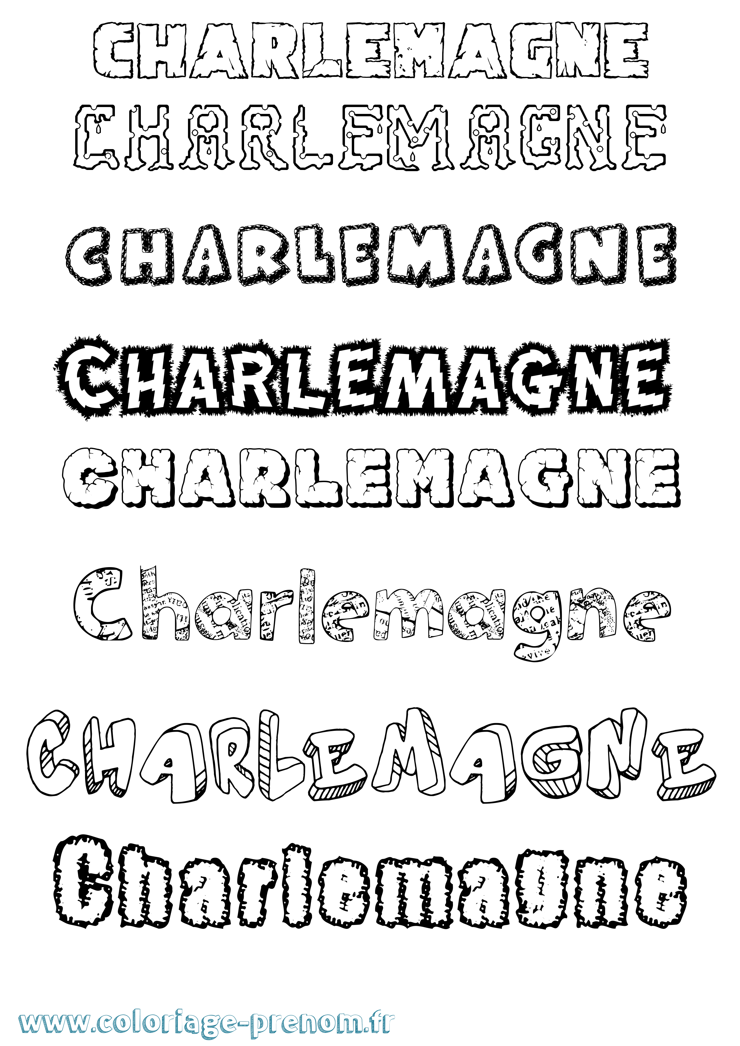 Coloriage Charlemagne Destructuré Coloriage prénom Charlemagne Destructuré