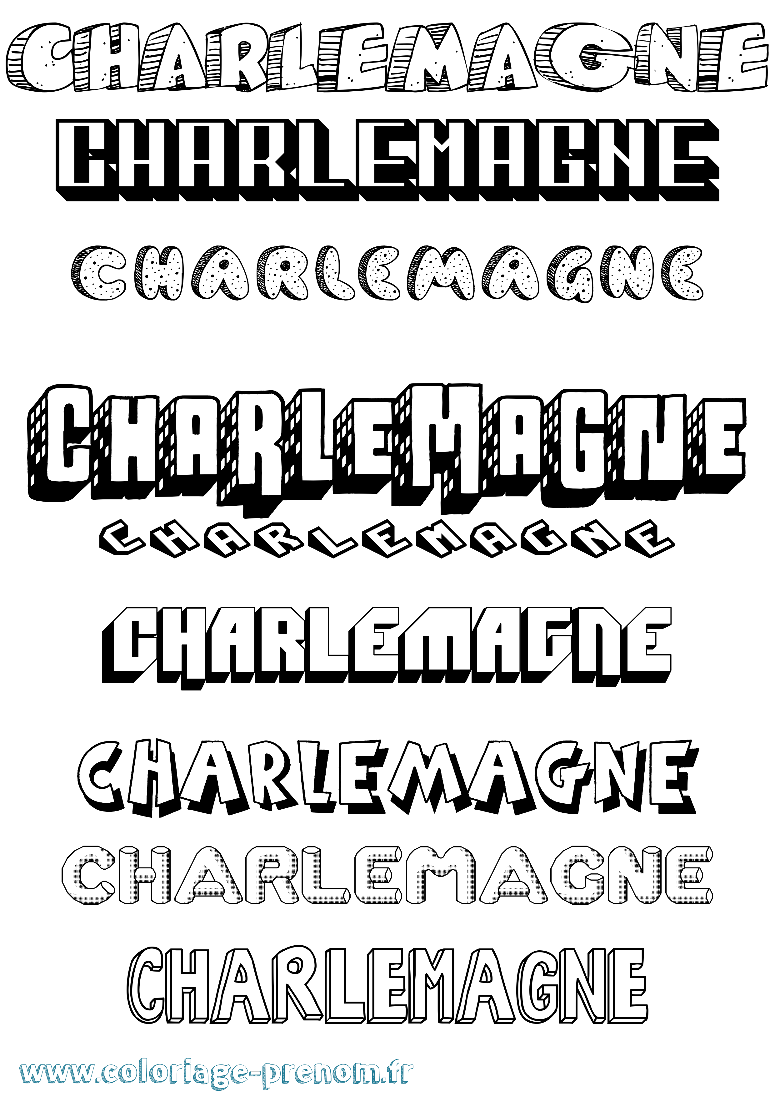 Coloriage Charlemagne Effet 3D Coloriage prénom Charlemagne Effet 3D