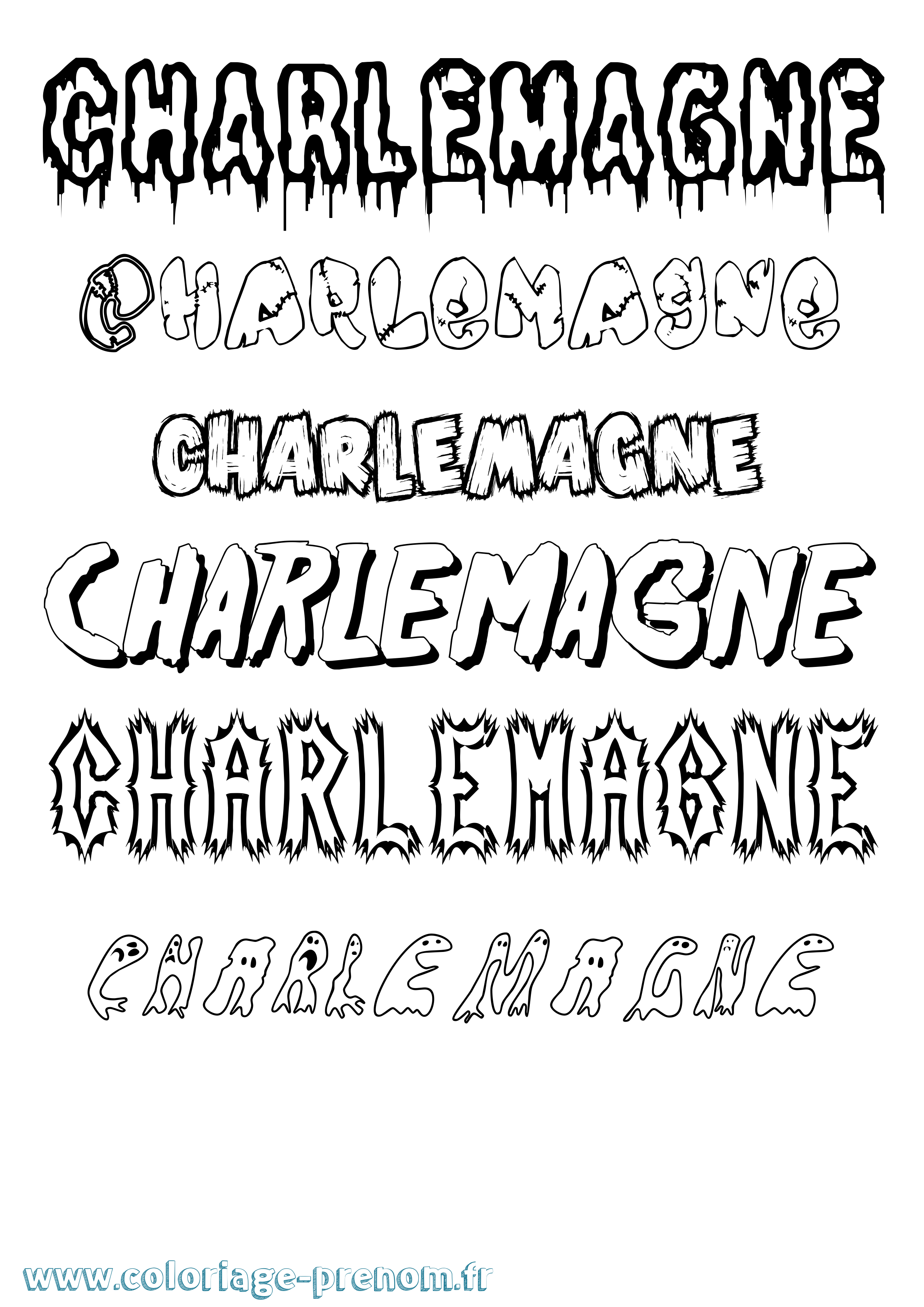 Coloriage Charlemagne Frisson Coloriage prénom Charlemagne Frisson