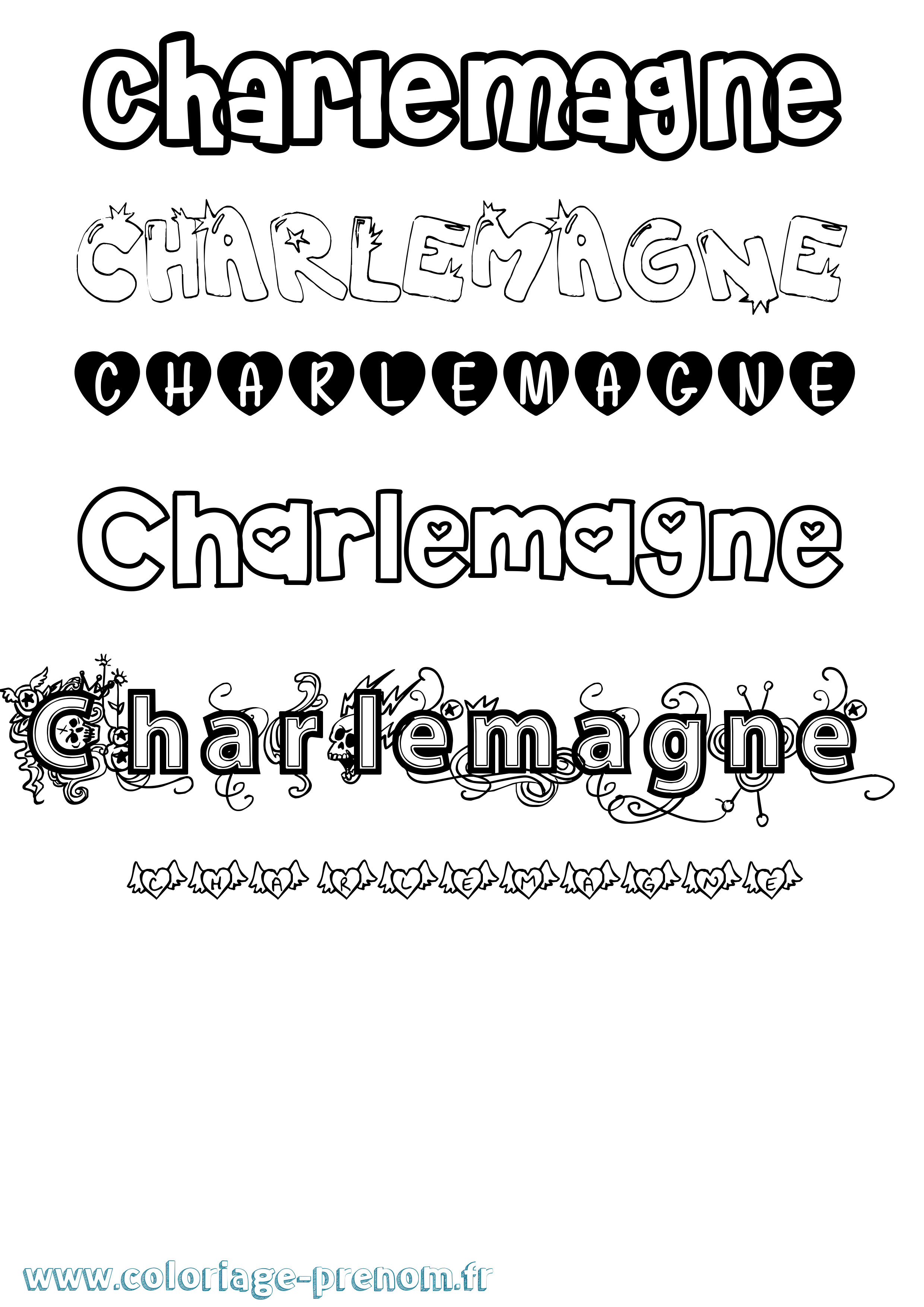 Coloriage Charlemagne Girly Coloriage prénom Charlemagne Girly
