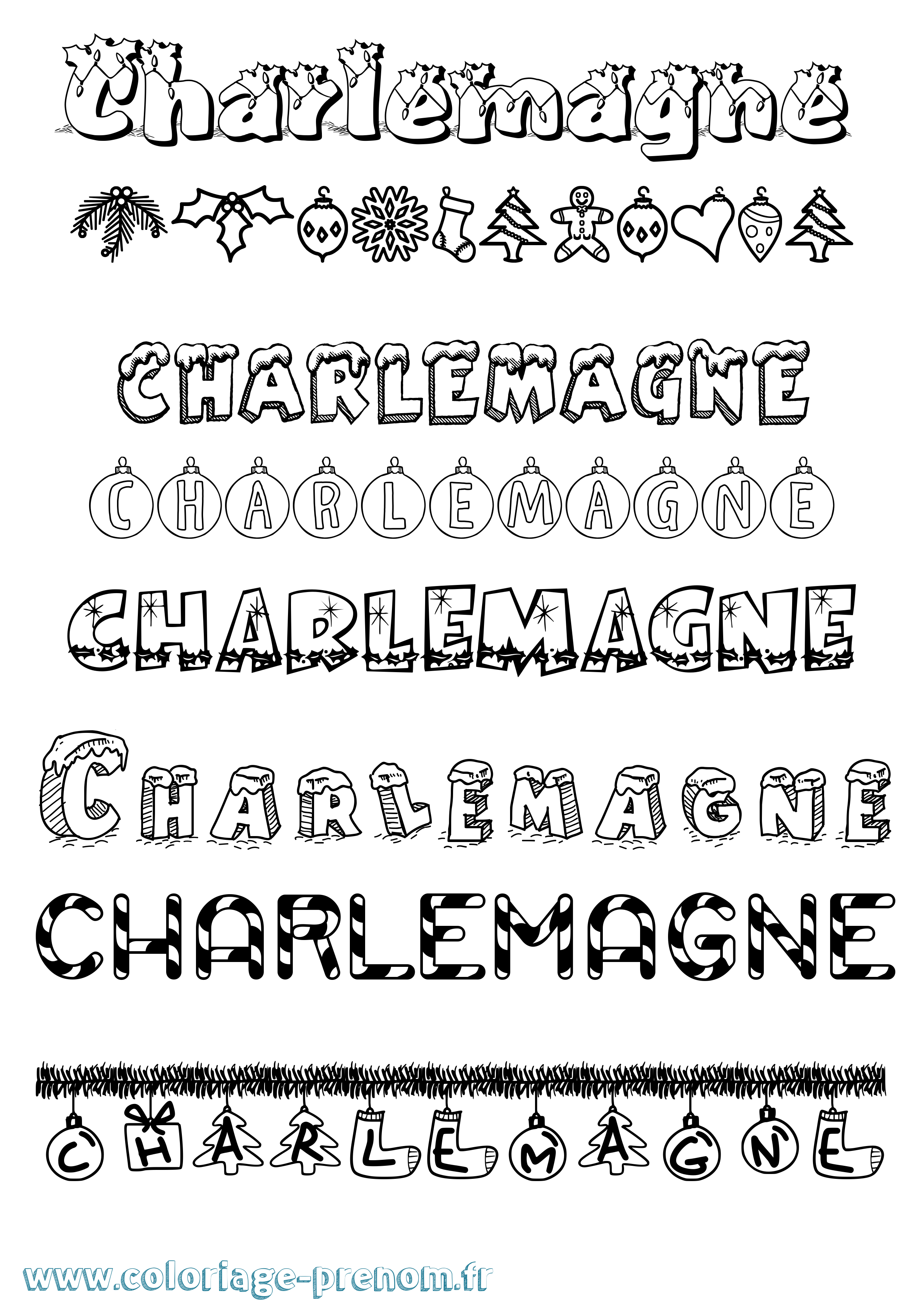 Coloriage Charlemagne Noël Coloriage prénom Charlemagne Noël