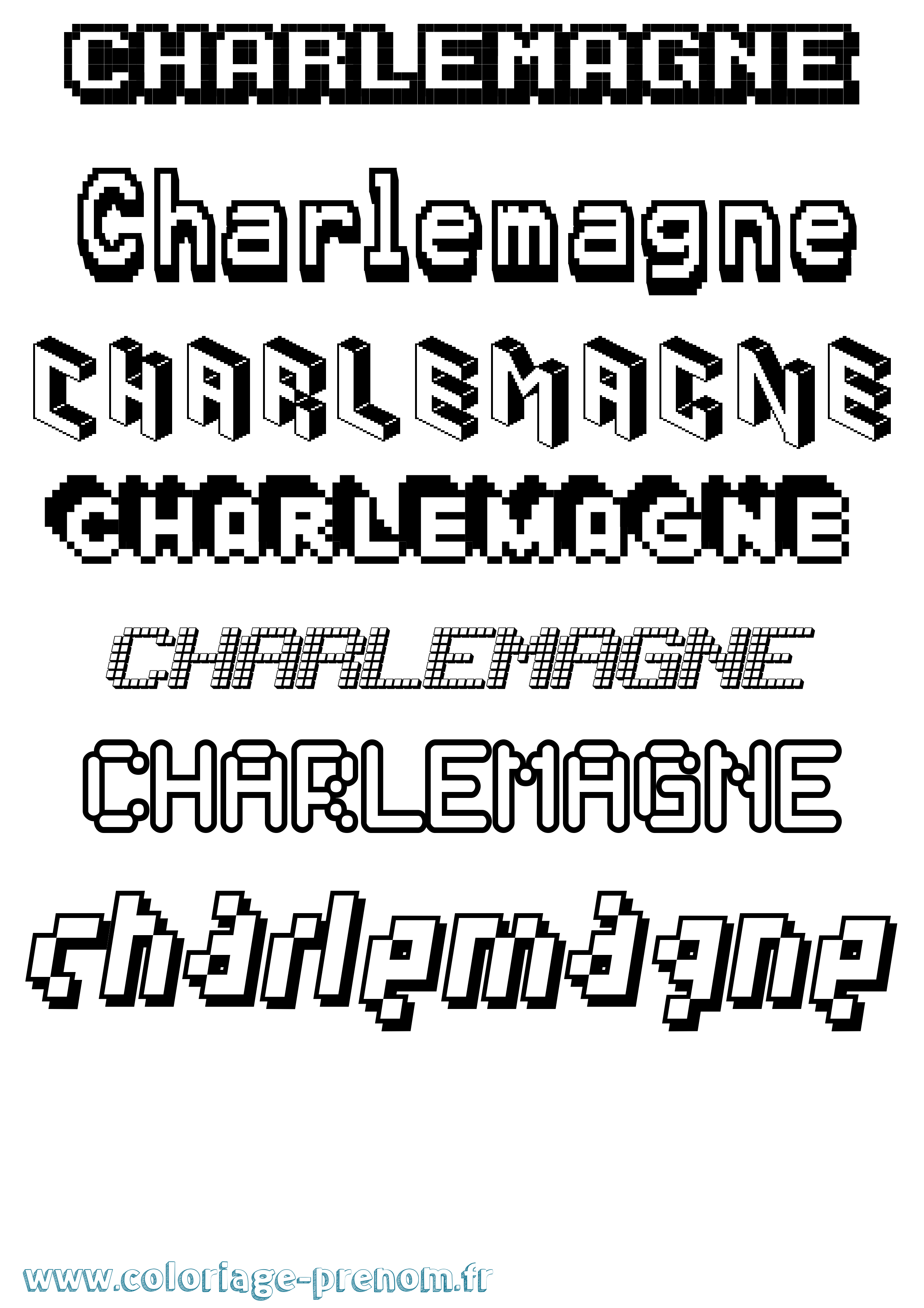 Coloriage Charlemagne Pixel Coloriage prénom Charlemagne Pixel