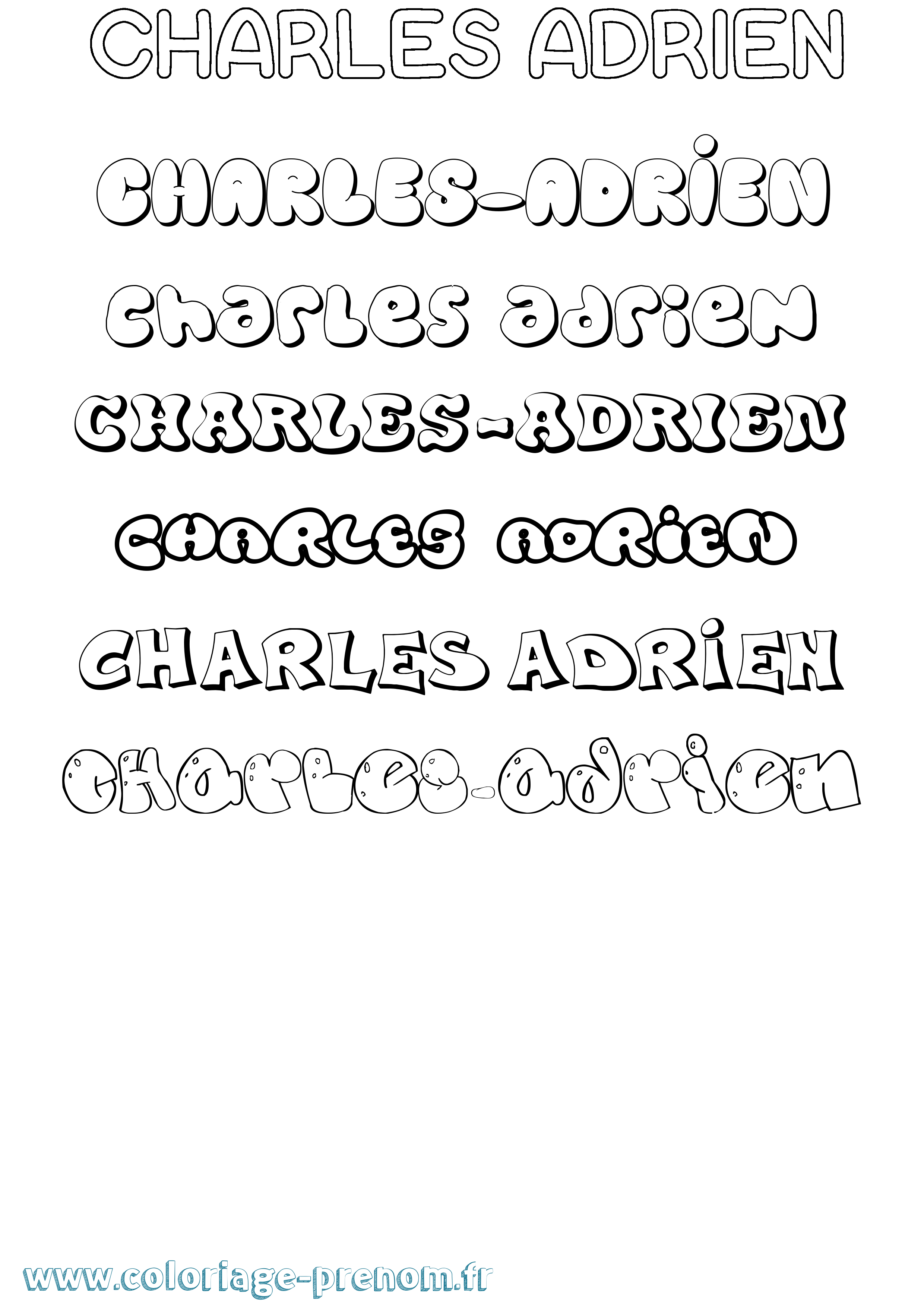 Coloriage Charles-Adrien Bubble Coloriage prénom Charles-Adrien Bubble