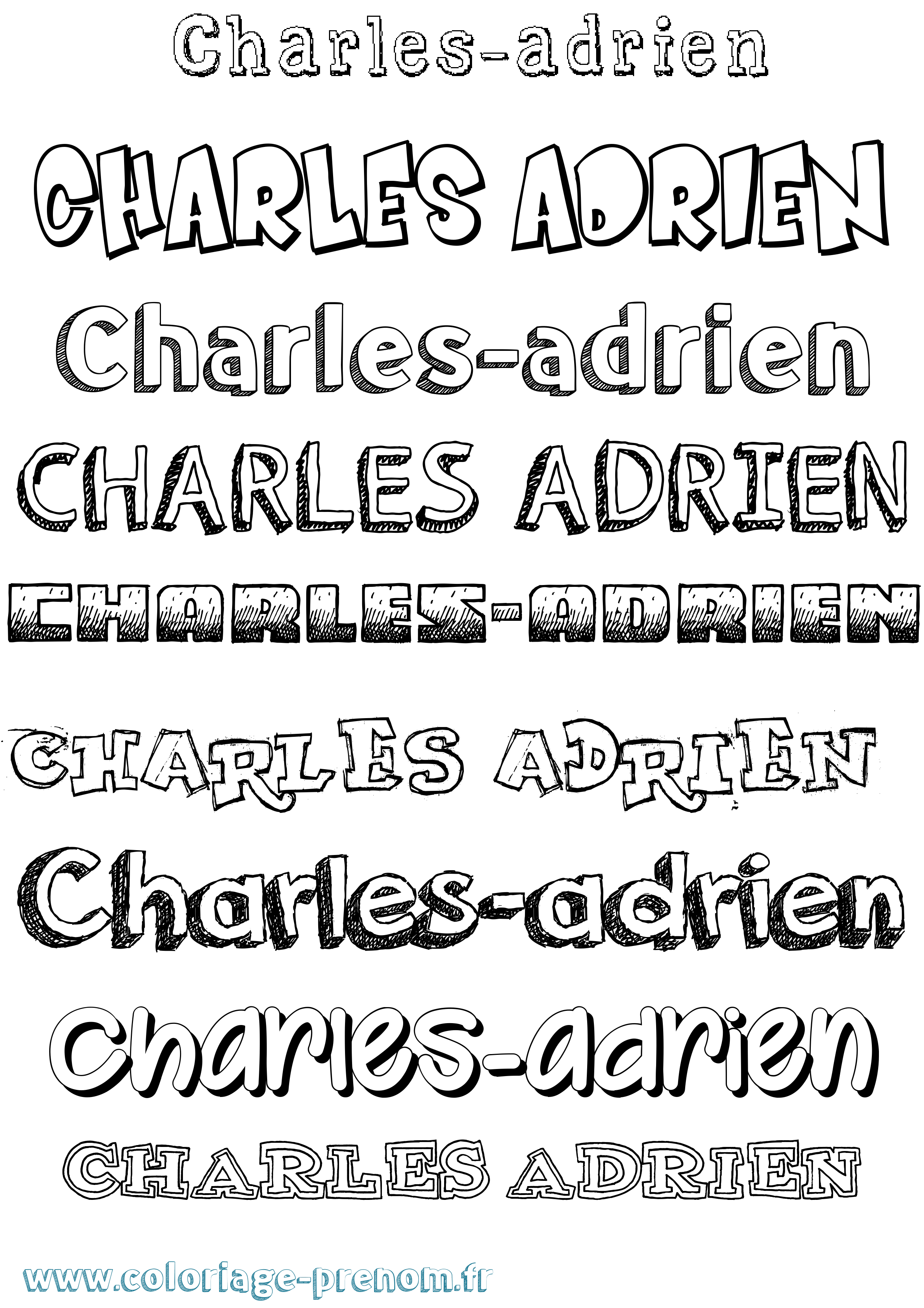 Coloriage Charles-Adrien Dessiné Coloriage prénom Charles-Adrien Dessiné